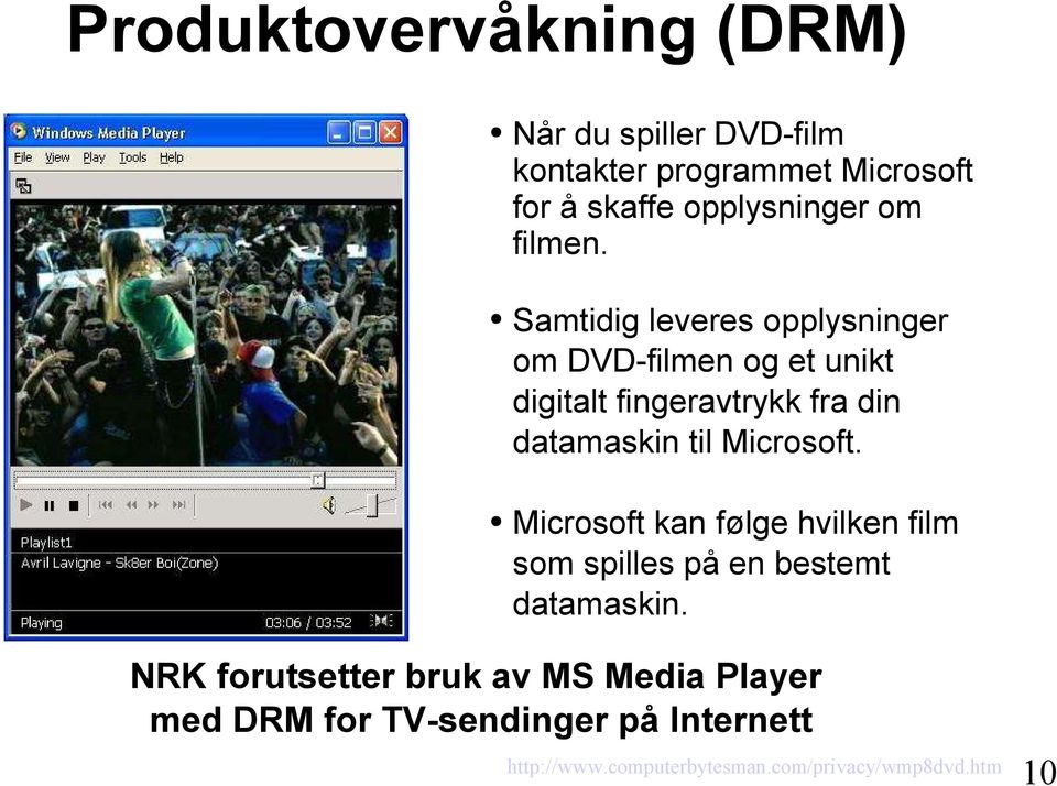 Samtidig leveres opplysninger om DVD-filmen og et unikt digitalt fingeravtrykk fra din datamaskin til