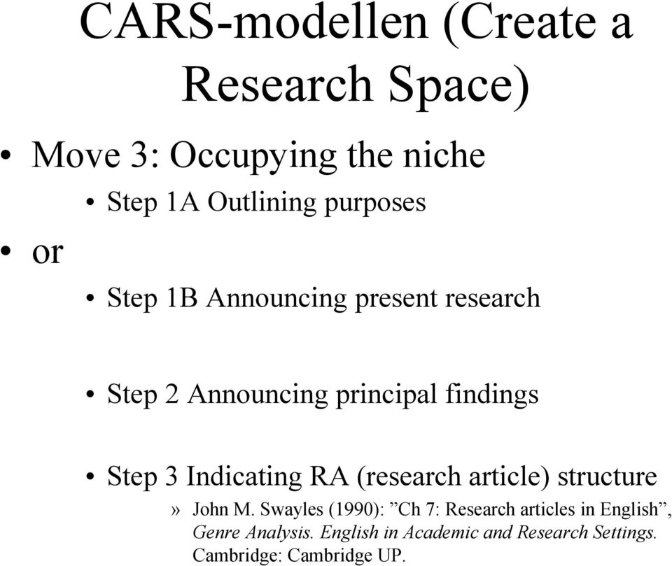 Indicating RA (research article) structure» John M.