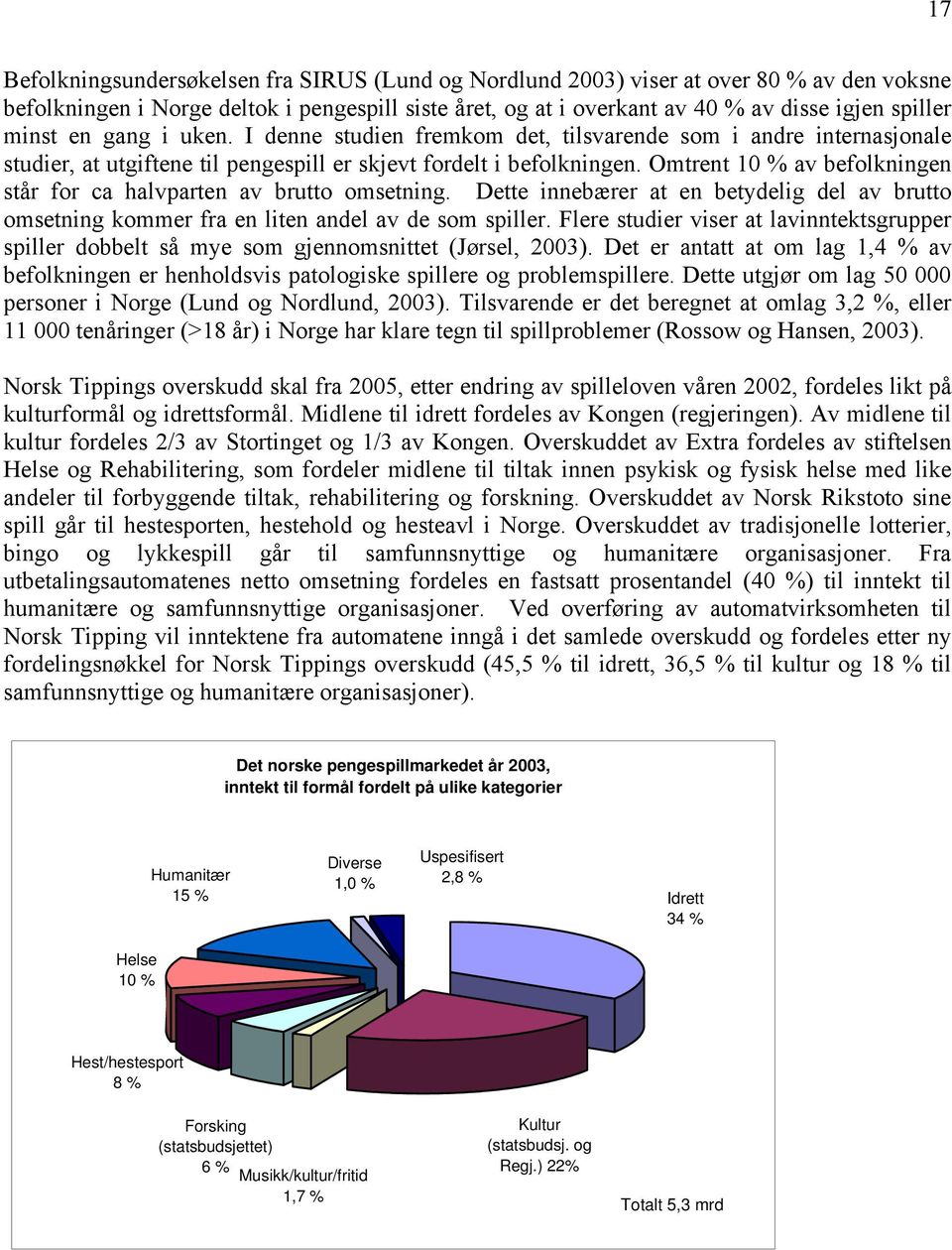 Omtrent 10 % av befolkningen står for ca halvparten av brutto omsetning. Dette innebærer at en betydelig del av brutto omsetning kommer fra en liten andel av de som spiller.