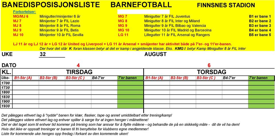 banen B1-5èr (A)  banen 1700 1730 1800