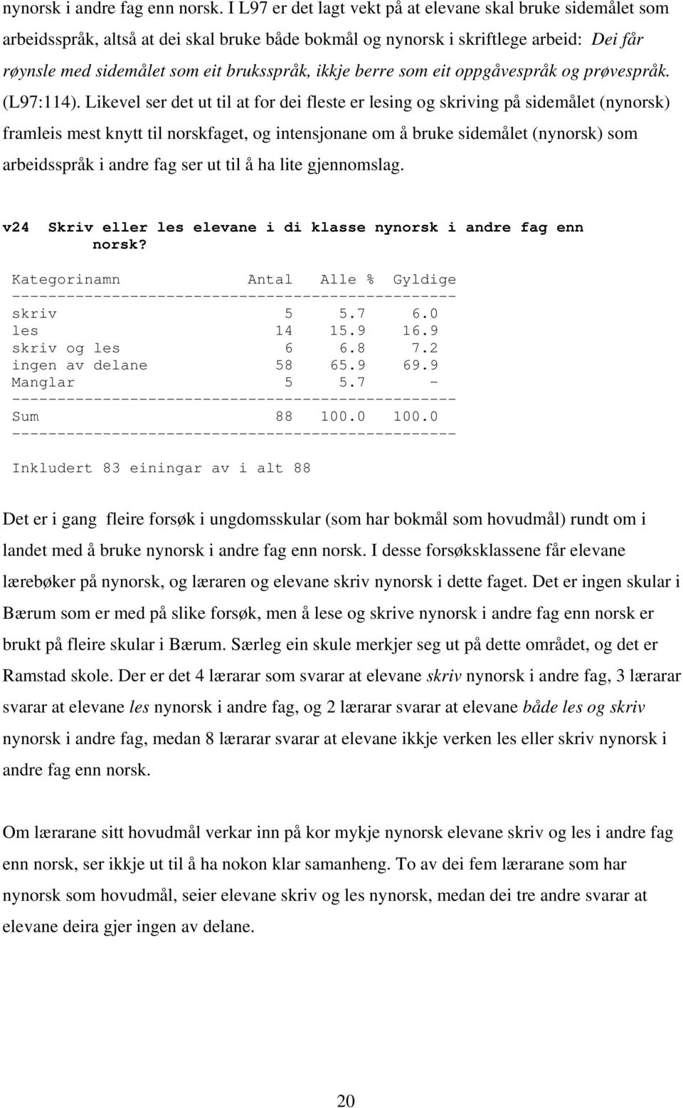 berre som eit oppgåvespråk og prøvespråk. (L97:114).