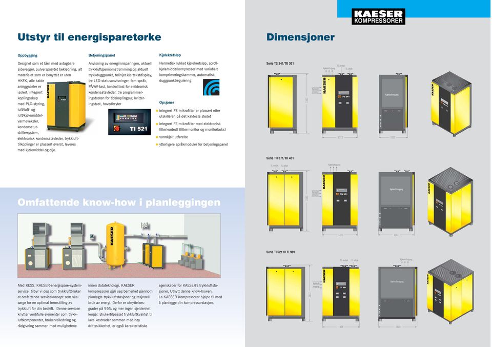 trykkduggpunkt, tolinjet klartekstdisplay, tre LED-statusanvisninger, fem språk, PÅ/V-tast, kontrolltast for elektronisk kondensatavleder, tre programmeringstasten for tidskoplingsur,