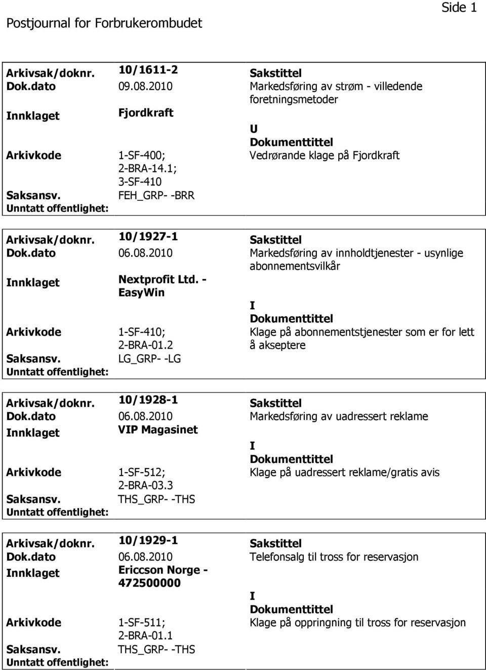 2010 Markedsføring av innholdtjenester - usynlige abonnementsvilkår nnklaget Nextprofit Ltd. - EasyWin 1-SF-410; 2-BRA-01.