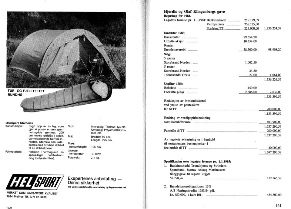 (07) 87 08 Stff: Mål: Maks. persnlengde: Laveste temperatur: Ttalvekt: Innvendig: Triblend, lys blå Utvendig: Plyamid (lakknyln), blå. Bredde: 80 cm. Lengde: 225 cm. 195 cm. i-isc 2,1 kg.