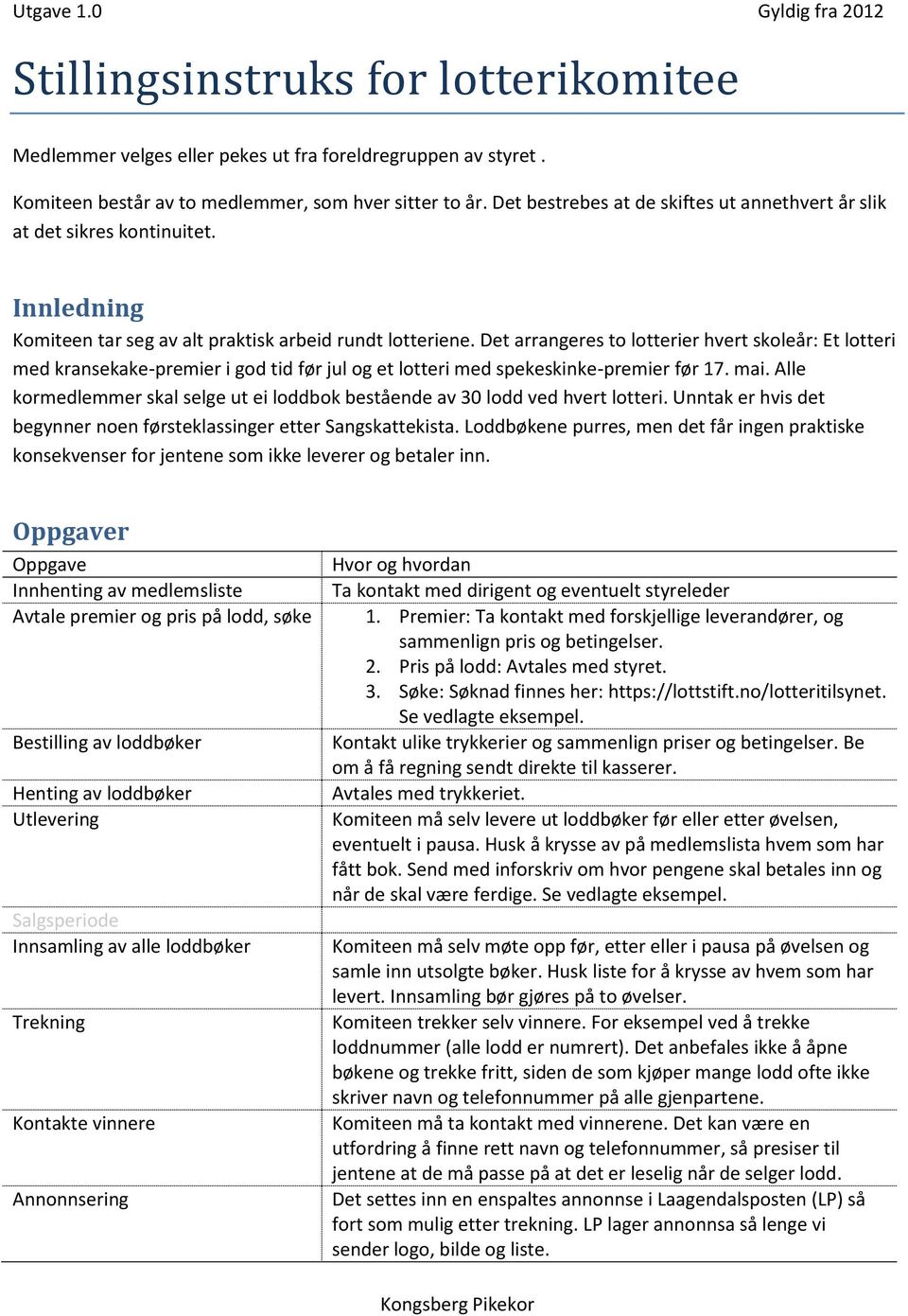 Det arrangeres to lotterier hvert skoleår: Et lotteri med kransekake-premier i god tid før jul og et lotteri med spekeskinke-premier før 17. mai.