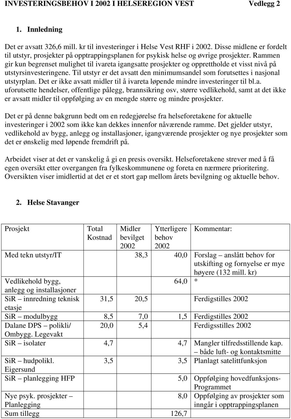 Rammen gir kun begrenset mulighet til ivareta igangsatte prosjekter og opprettholde et visst nivå på utstyrsinvesteringene.