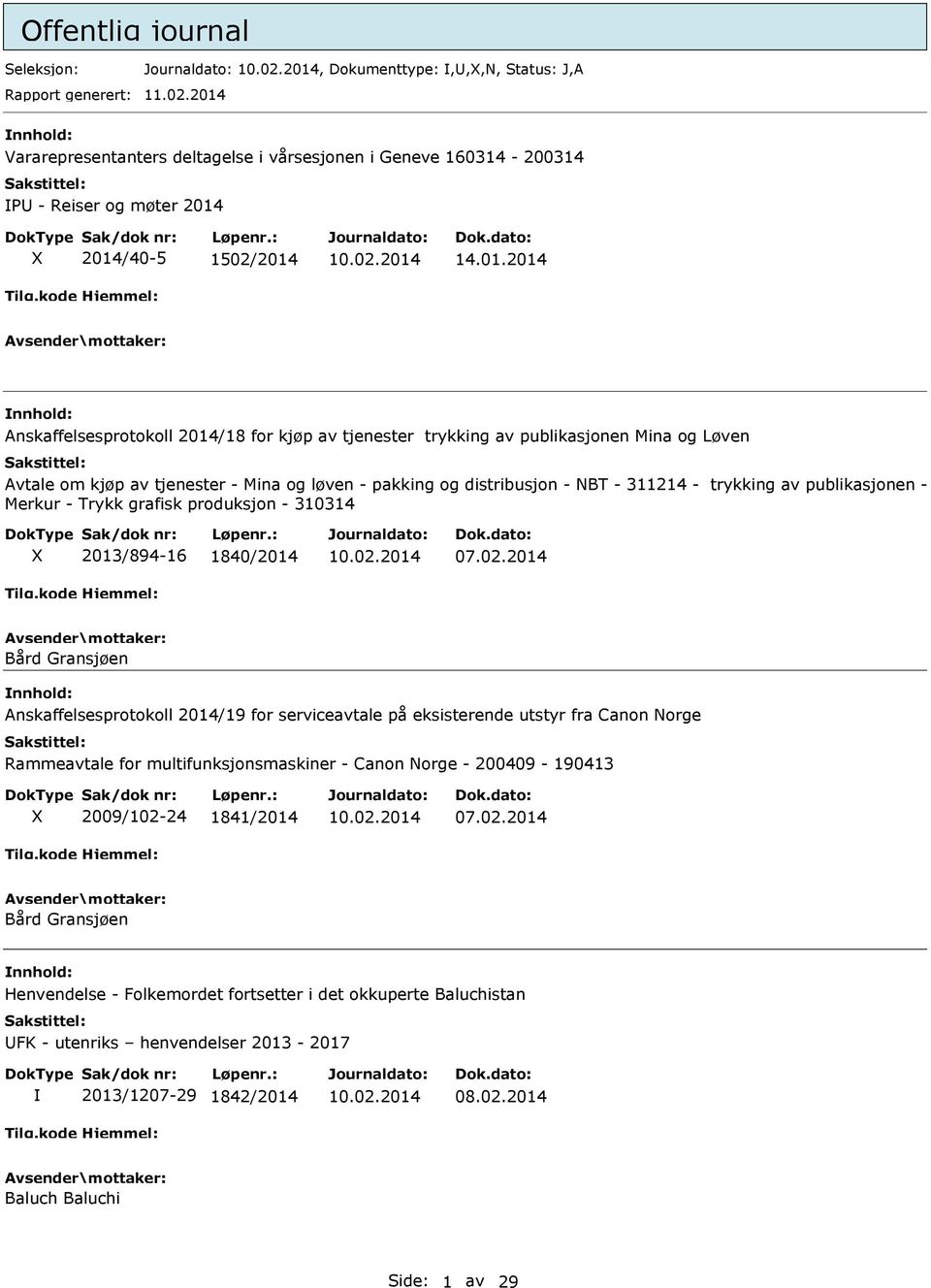 publikasjonen Mina og Løven Avtale om kjøp av tjenester - Mina og løven - pakking og distribusjon - BT - 311214 - trykking av publikasjonen - Merkur - Trykk grafisk produksjon - 310314 X 2013/894-16