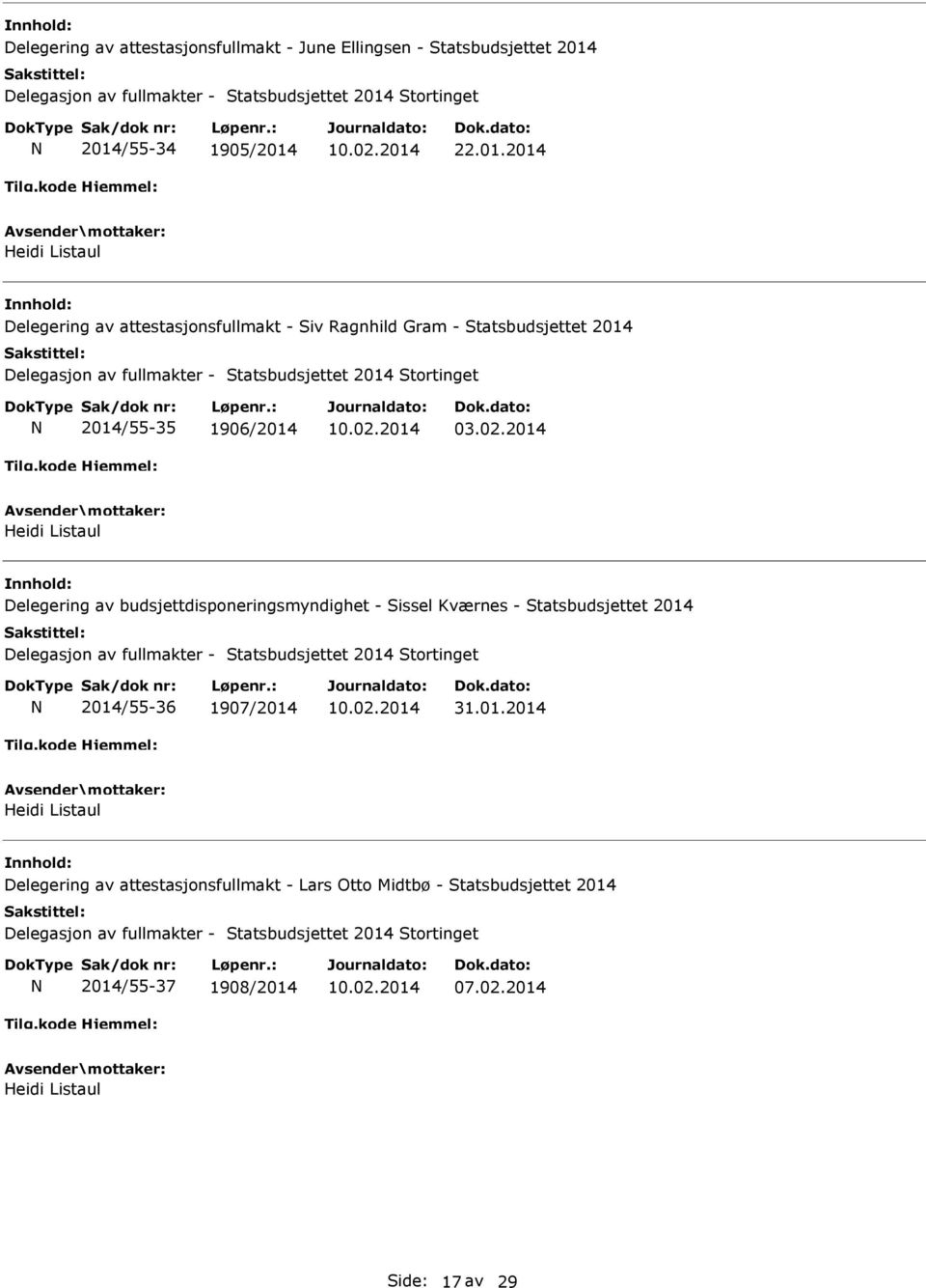 02.2014 Delegering av budsjettdisponeringsmyndighet - Sissel Kværnes - Statsbudsjettet 2014 2014/55-36