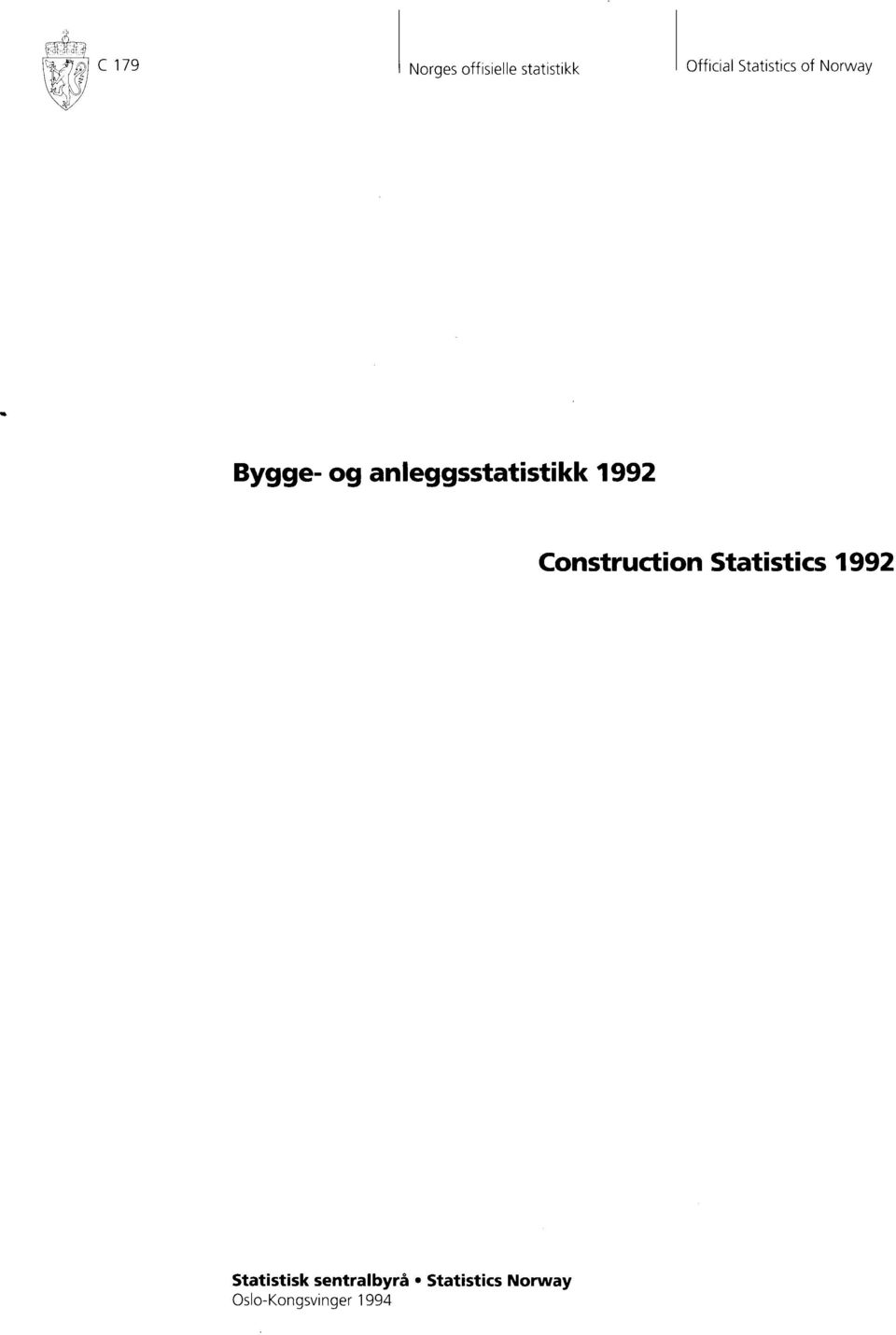 anleggsstatistikk 1992 Construction Statistics