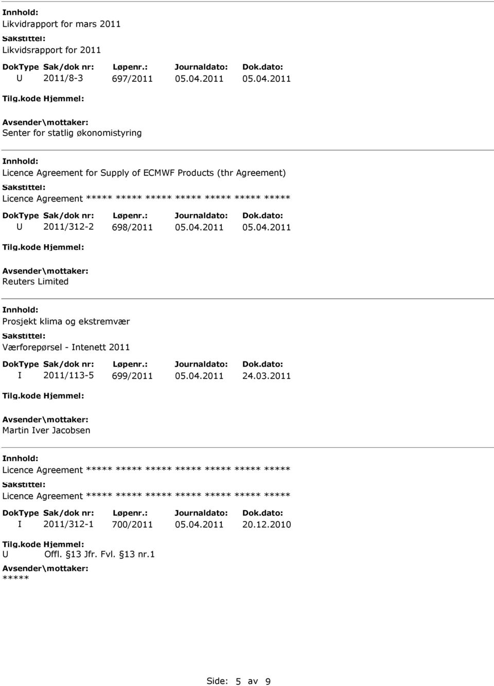 klima og ekstremvær Værforepørsel - ntenett 2011 2011/113-5 699/2011 24.03.