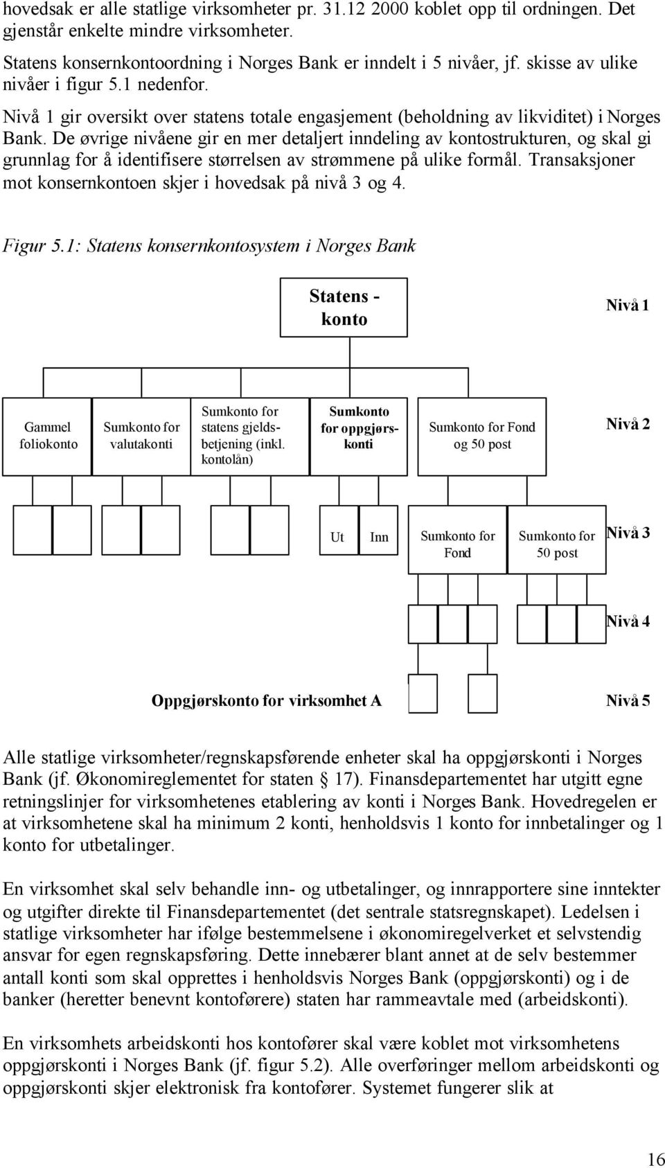 De øvrige nivåene gir en mer detaljert inndeling av kontostrukturen, og skal gi grunnlag for å identifisere størrelsen av strømmene på ulike formål.