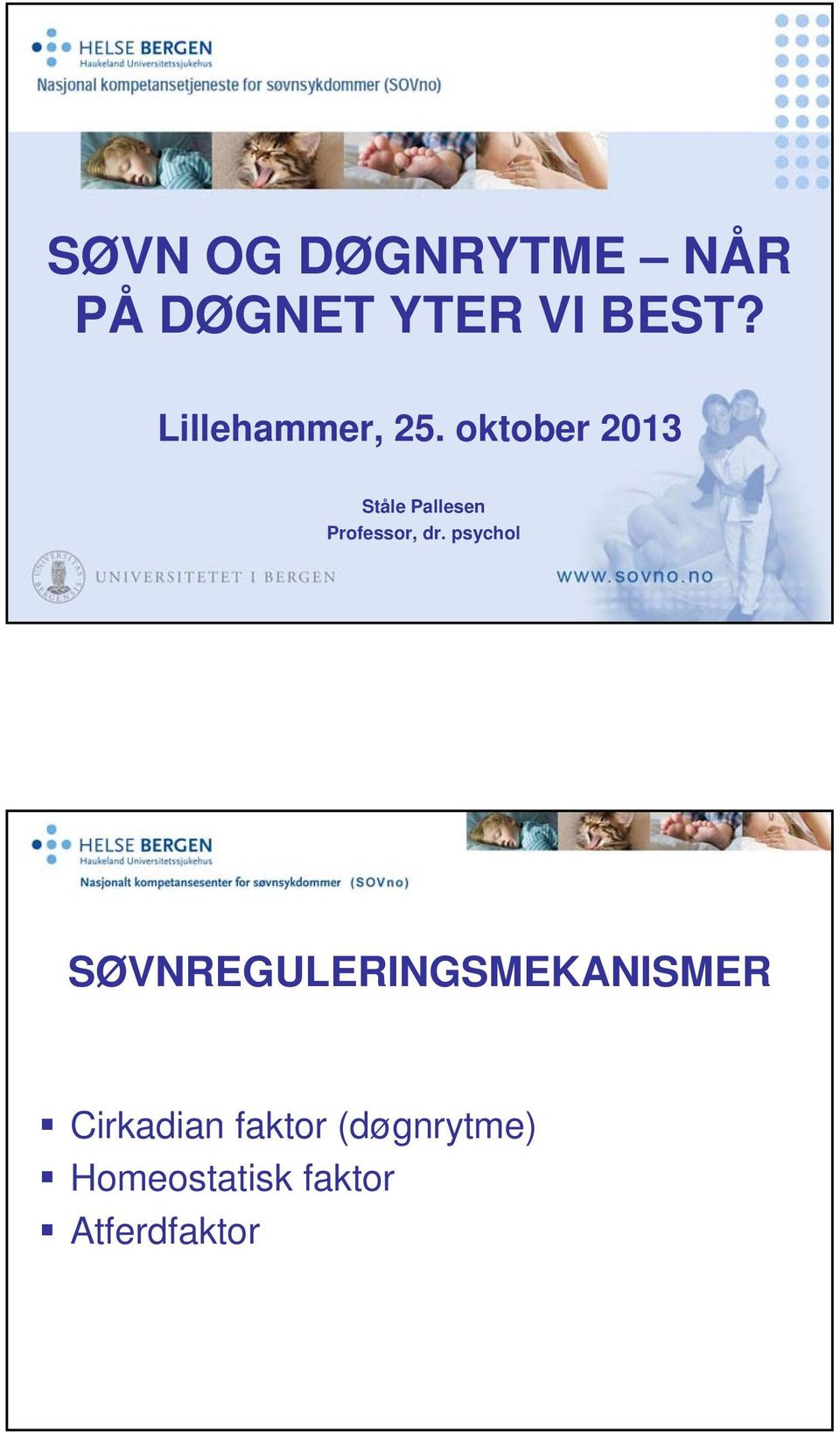 oktober 2013 Ståle Pallesen Professor, dr.