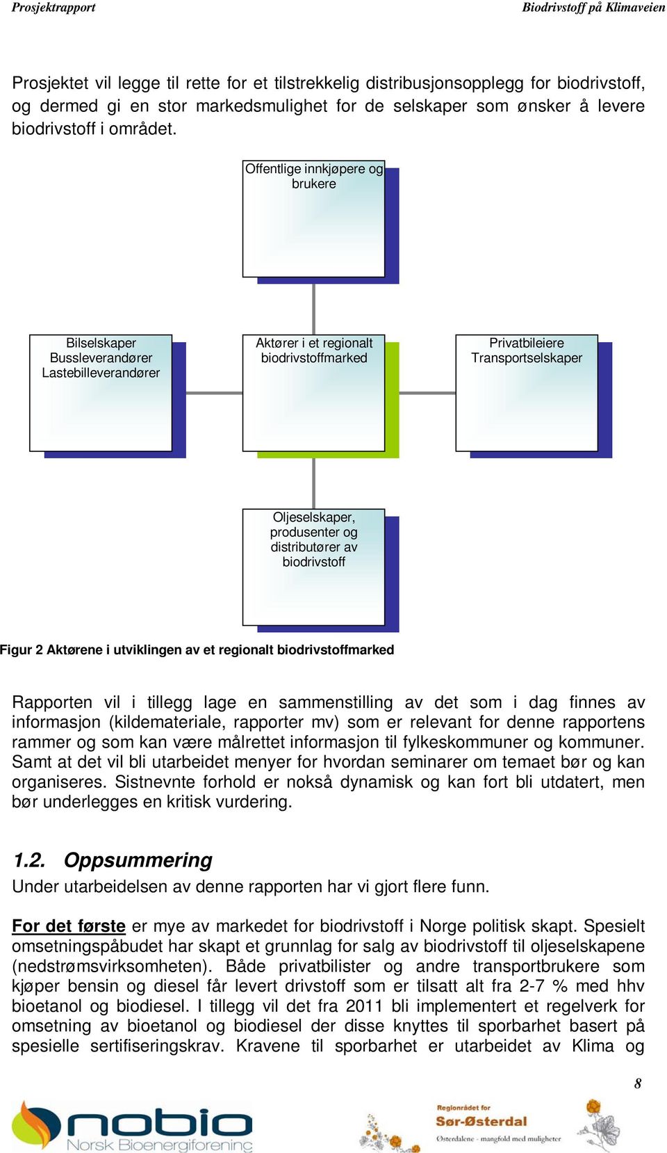 Offentlige innkjøpere og brukere Bilselskaper Bussleverandører Lastebilleverandører Aktører i et regionalt biodrivstoffmarked Privatbileiere Transportselskaper Oljeselskaper, produsenter og