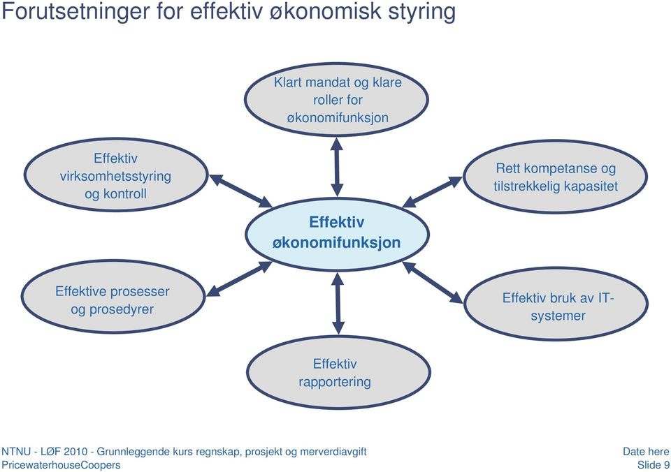 kompetanse og tilstrekkelig kapasitet Effektiv økonomifunksjon Effektive