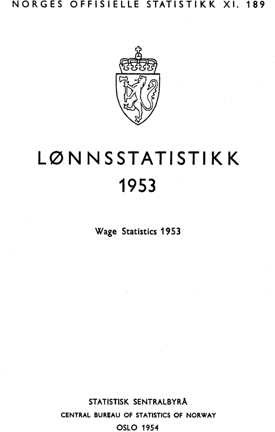Statistics 1953 STATISTISK