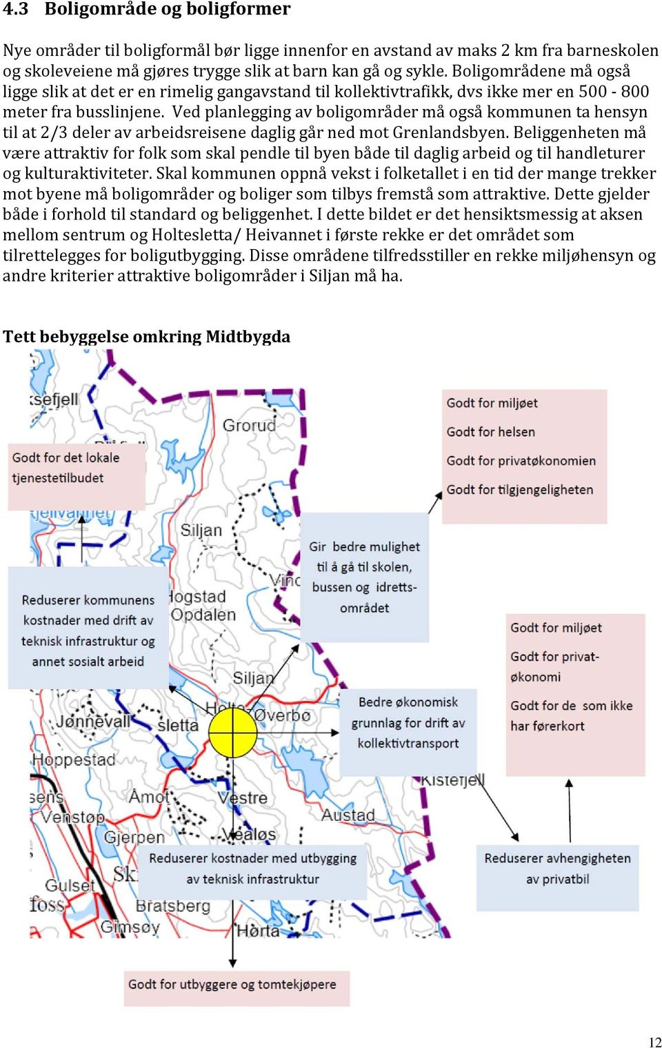 Ved planlegging av boligområder må også kommunen ta hensyn til at 2/3 deler av arbeidsreisene daglig går ned mot Grenlandsbyen.