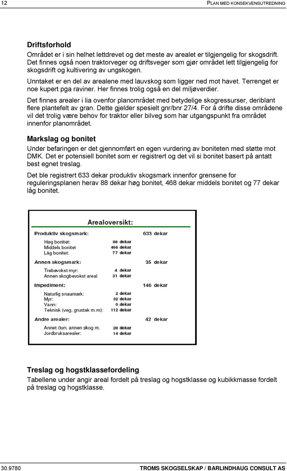 Terrenget er noe kupert pga raviner. Her finnes trolig også en del miljøverdier. Det finnes arealer i lia ovenfor planområdet med betydelige skogressurser, deriblant flere plantefelt av gran.