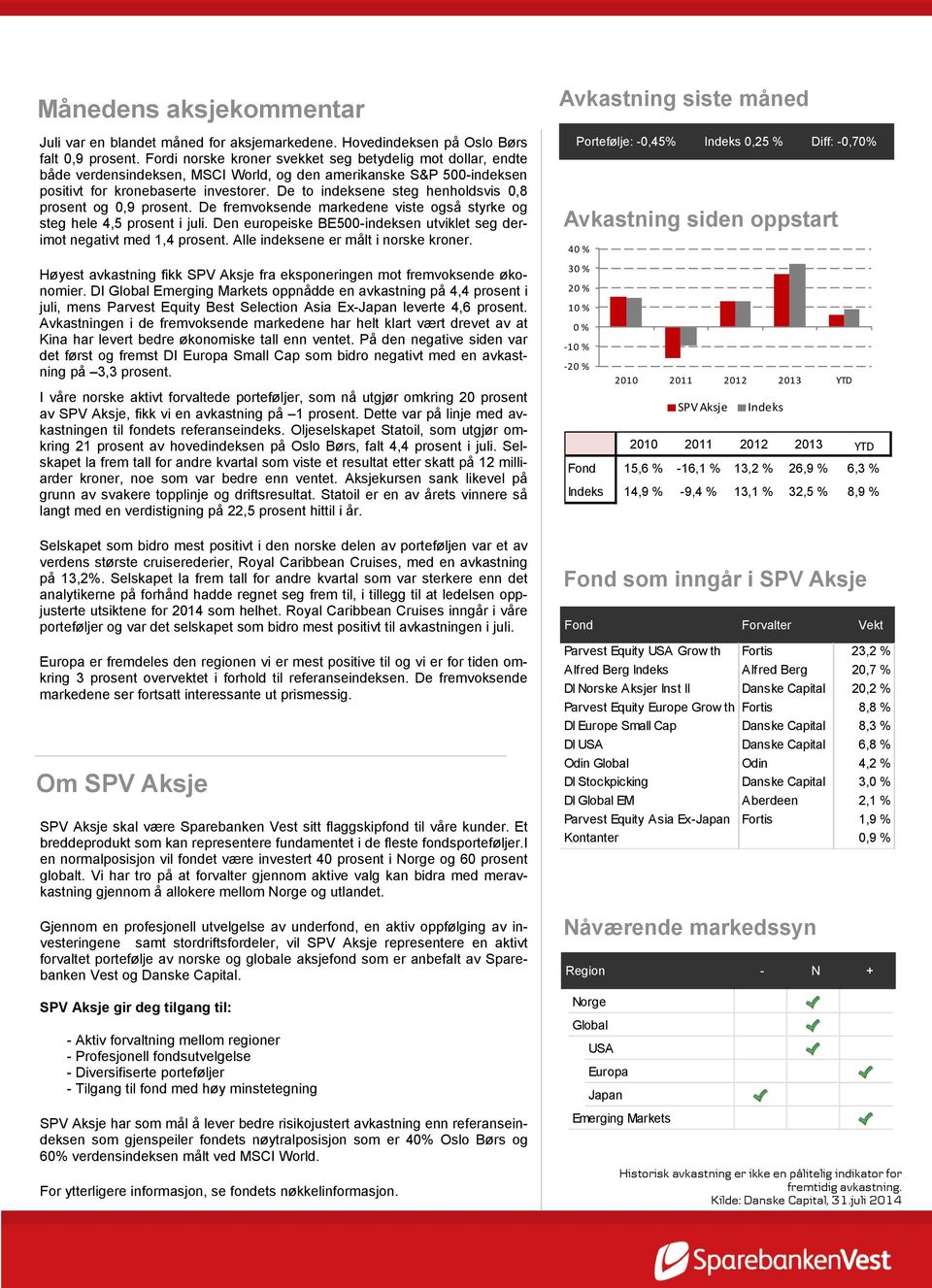 De to indeksene steg henholdsvis 0,8 prosent og 0,9 prosent. De fremvoksende markedene viste også styrke og steg hele 4,5 prosent i juli.