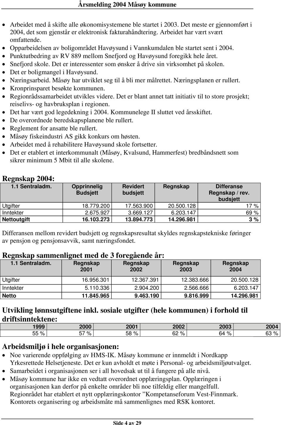 Det er interessenter som ønsker å drive sin virksomhet på skolen. Det er boligmangel i Havøysund. Næringsarbeid. Måsøy har utviklet seg til å bli mer målrettet. Næringsplanen er rullert.