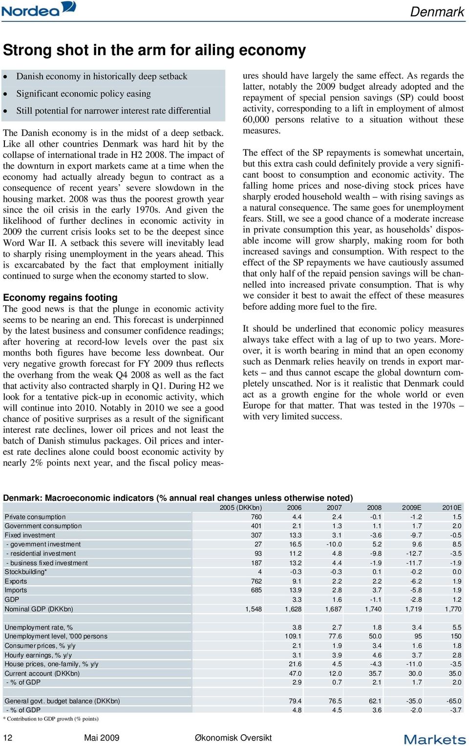 The impact of the downturn in export markets came at a time when the economy had actually already begun to contract as a consequence of recent years severe slowdown in the housing market.