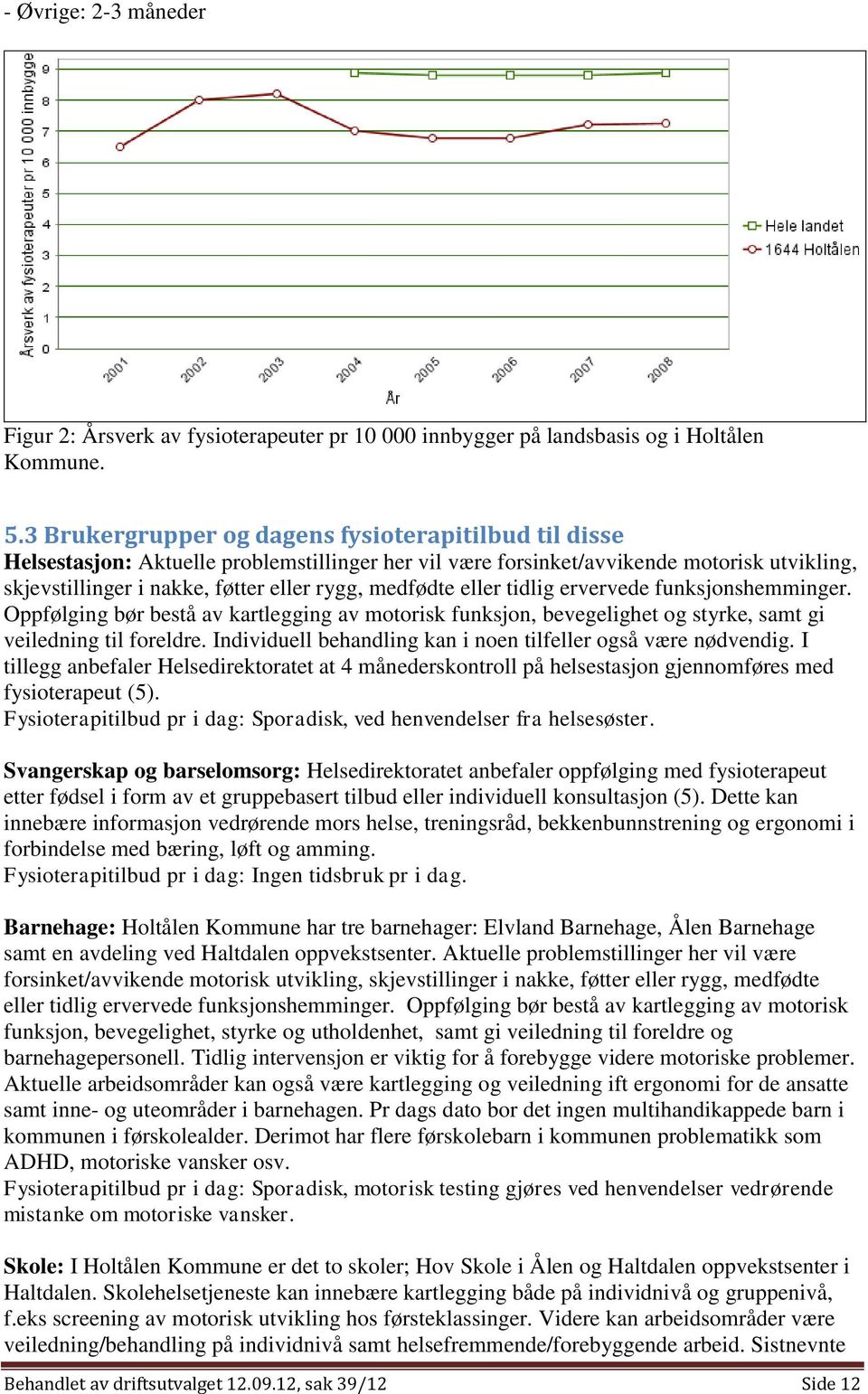 medfødte eller tidlig ervervede funksjonshemminger. Oppfølging bør bestå av kartlegging av motorisk funksjon, bevegelighet og styrke, samt gi veiledning til foreldre.