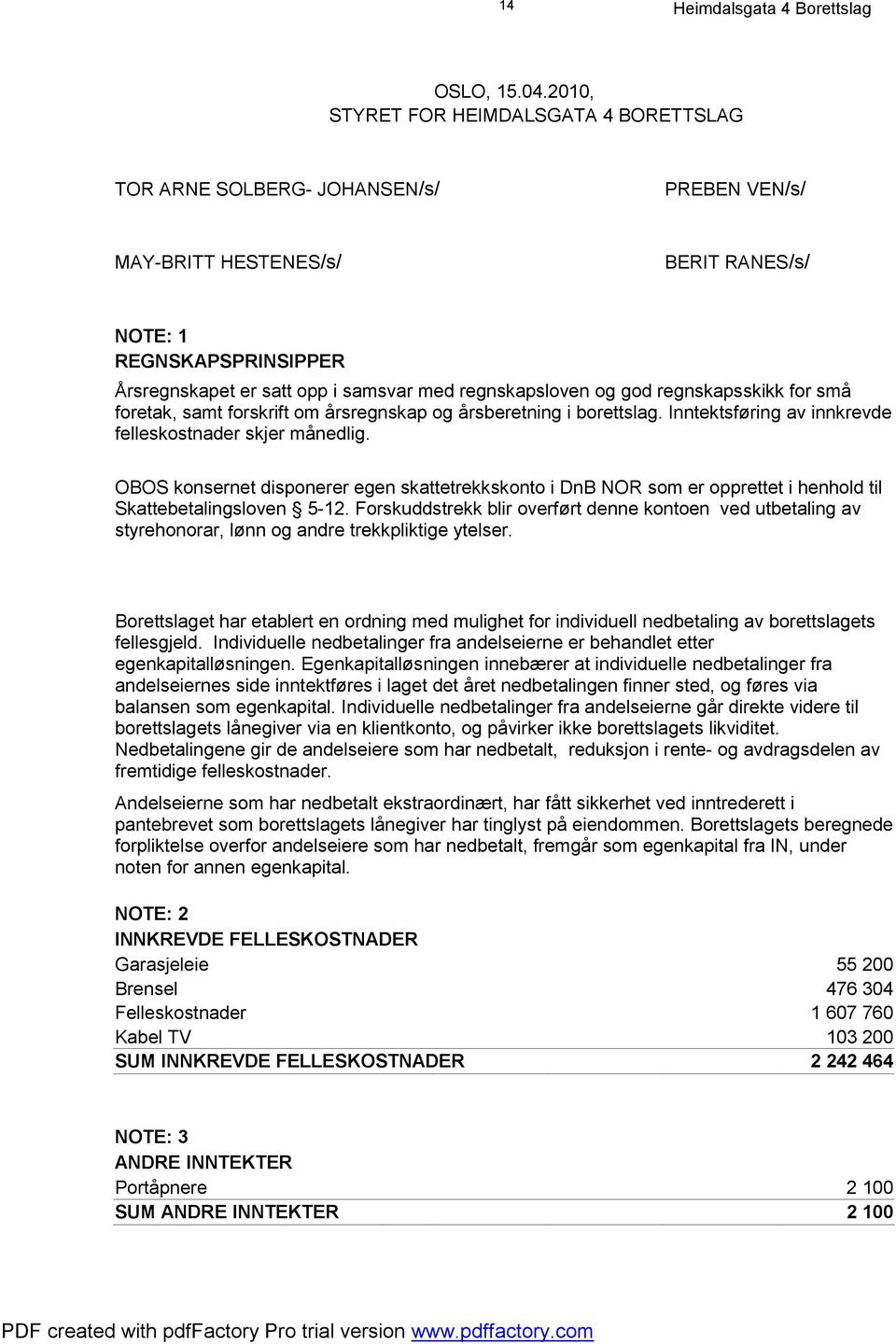 regnskapsloven og god regnskapsskikk for små foretak, samt forskrift om årsregnskap og årsberetning i borettslag. Inntektsføring av innkrevde felleskostnader skjer månedlig.