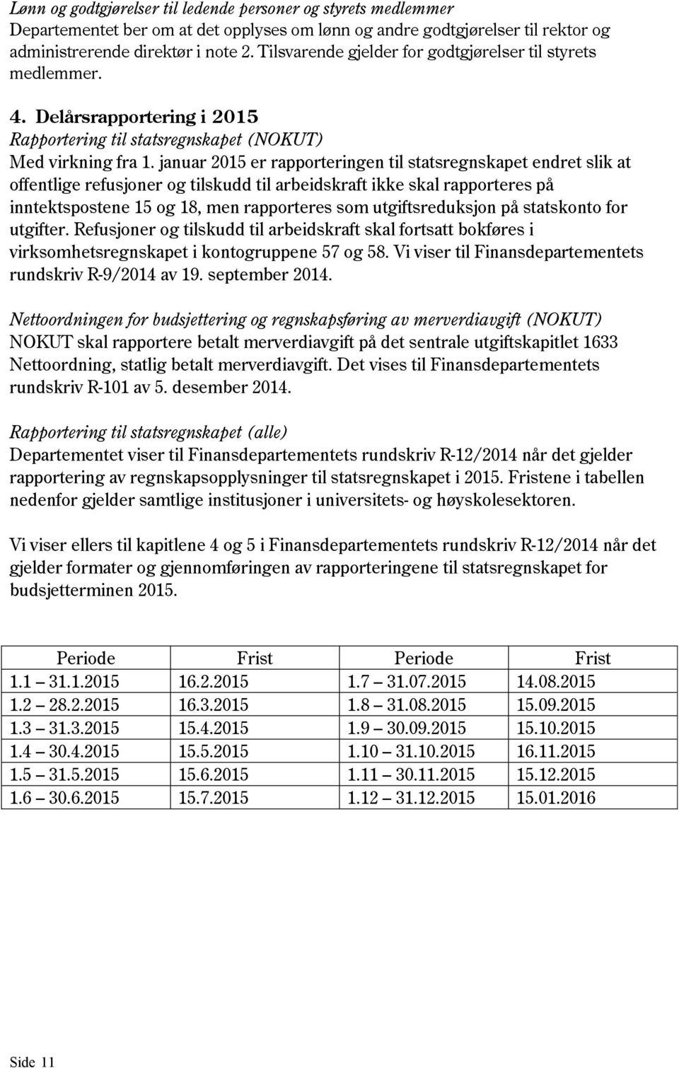 januar 2015 er rapporteringen til statsregnskapet endret slik at offentlige refusjoner og tilskudd til arbeidskraft ikke skal rapporteres på inntektspostene 15 og 18, men rapporteres som