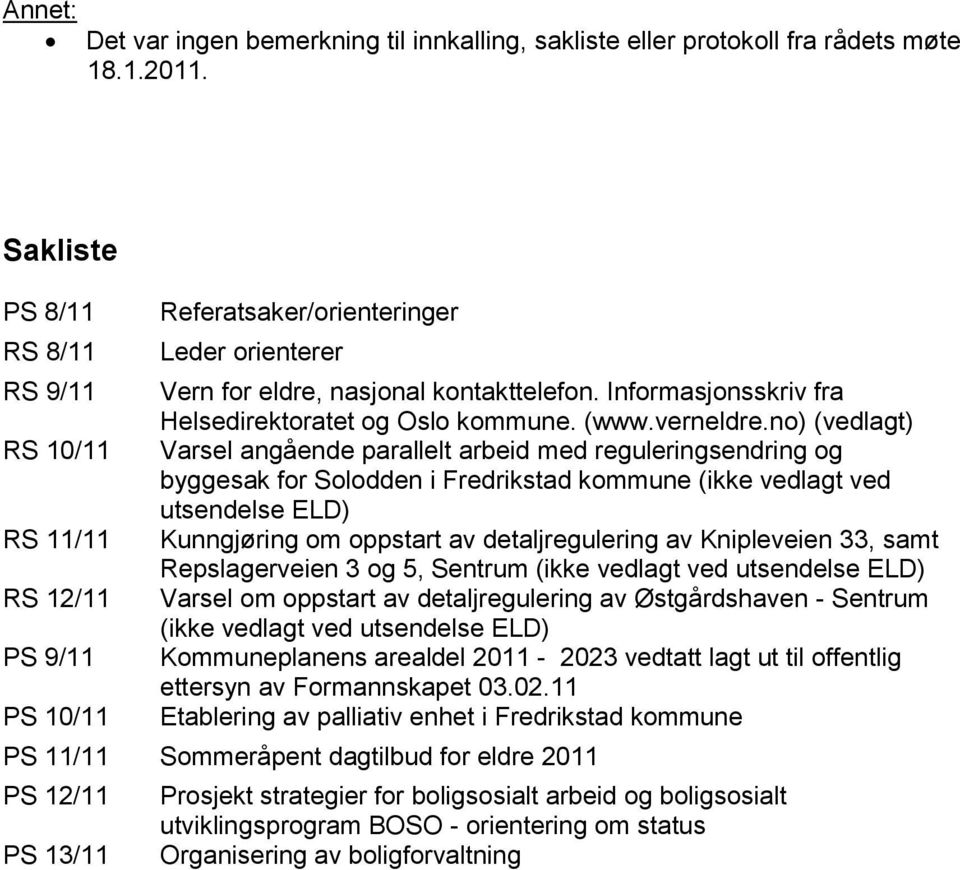Informasjonsskriv fra Helsedirektoratet og Oslo kommune. (www.verneldre.