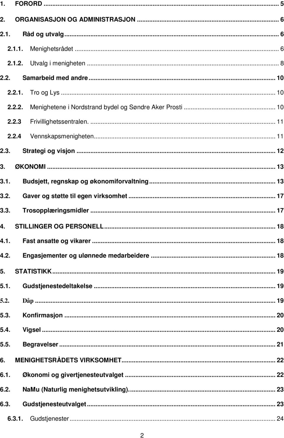 .. 17 3.3. Trosopplæringsmidler... 17 4. STILLINGER OG PERSONELL... 18 4.1. Fast ansatte vikarer... 18 4.2. Engasjementer ulønnede medarbeidere... 18 5. STATISTIKK... 19 5.1. Gudstjenestedeltakelse.