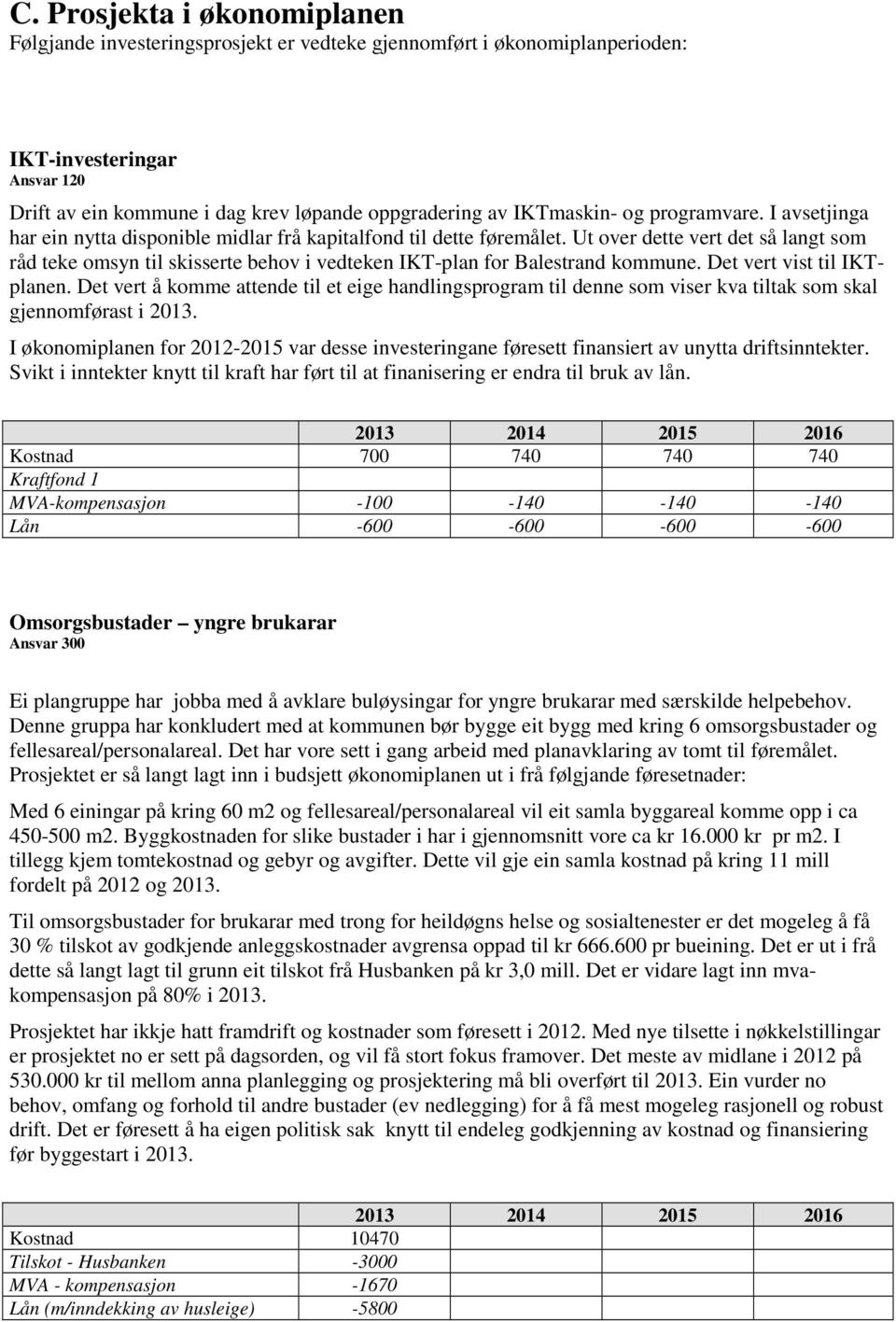 Ut over dette vert det så langt som råd teke omsyn til skisserte behov i vedteken IKT-plan for Balestrand kommune. Det vert vist til IKTplanen.