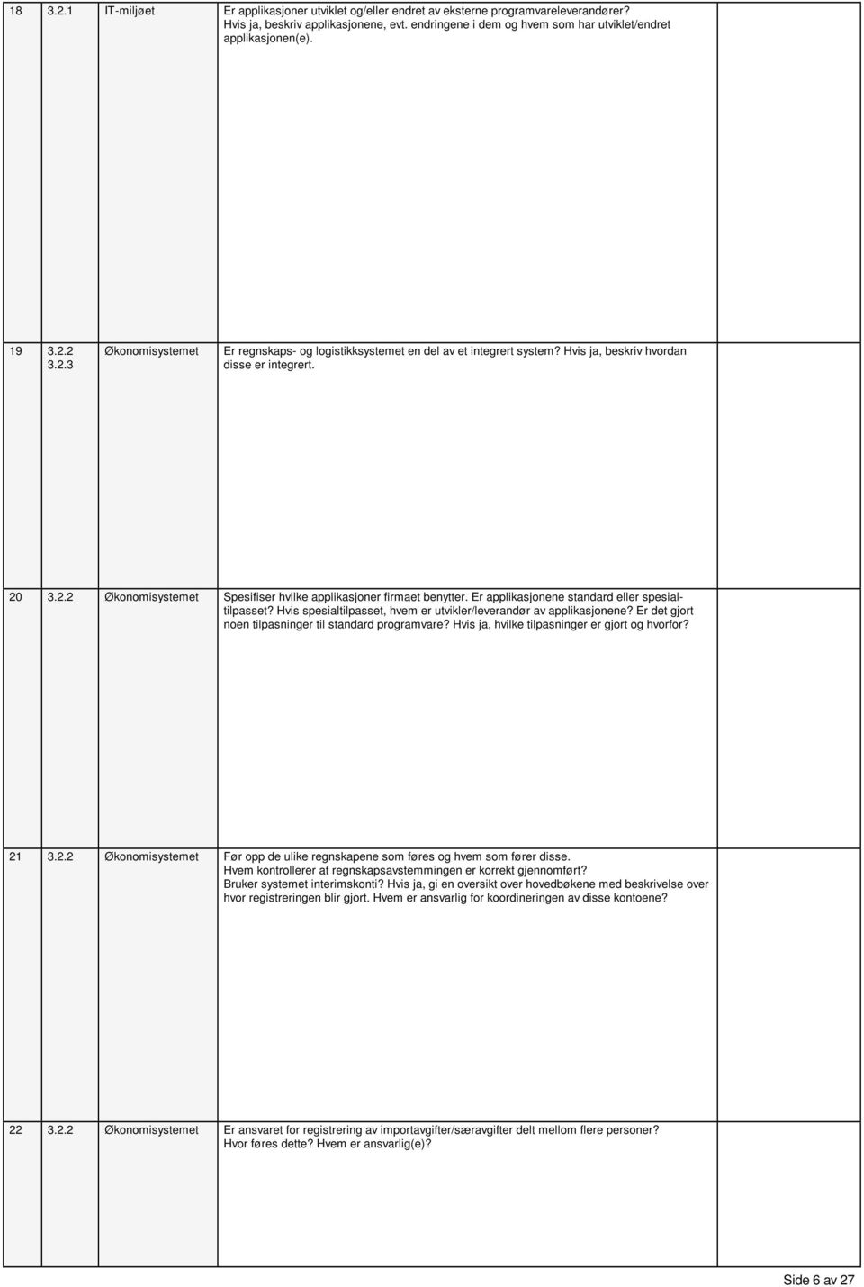 Hvis ja, beskriv hvordan disse er integrert. 20 3.2.2 Økonomisystemet Spesifiser hvilke applikasjoner firmaet benytter. Er applikasjonene standard eller spesialtilpasset?