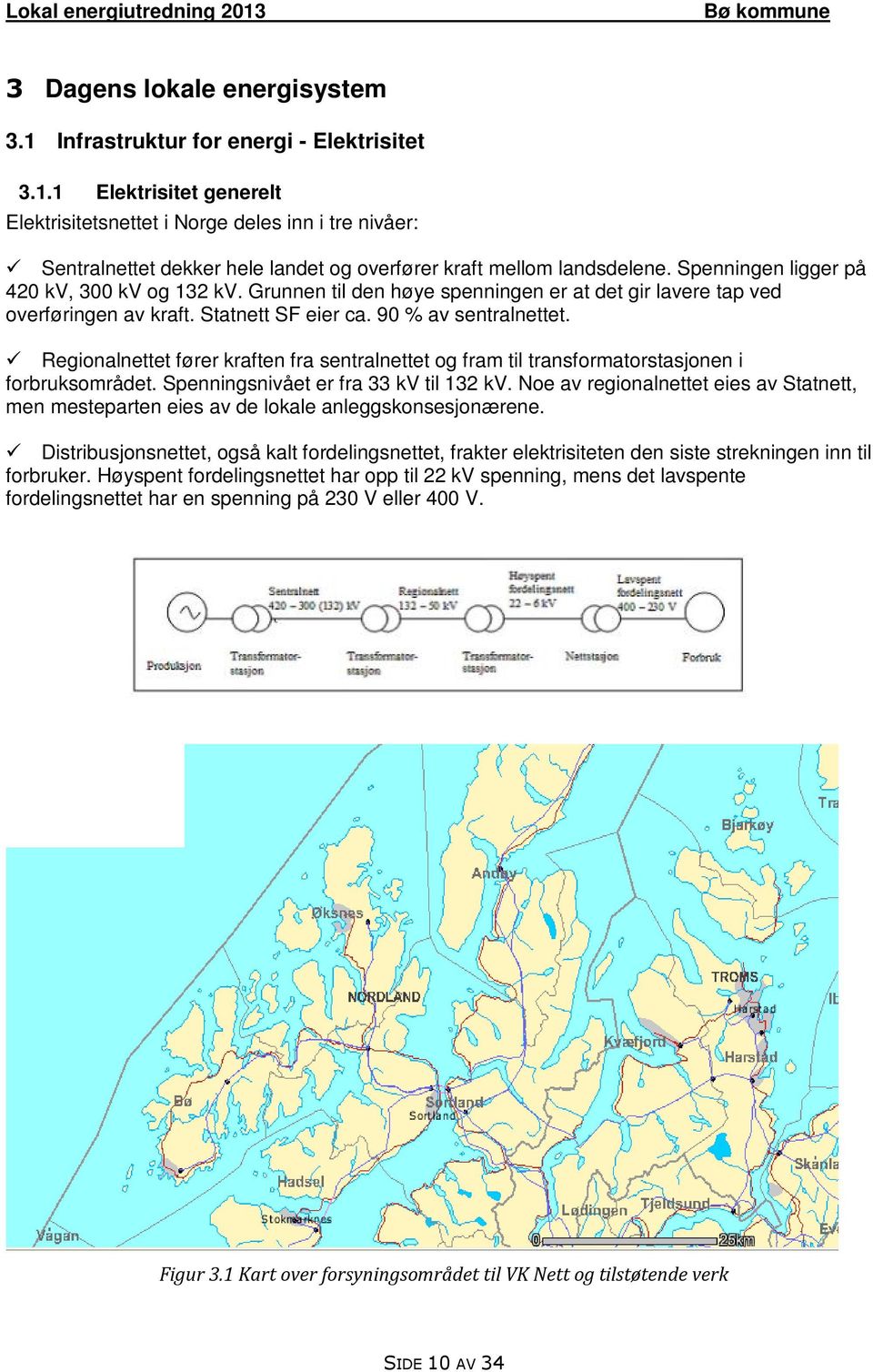 Regionalnettet fører kraften fra sentralnettet og fram til transformatorstasjonen i forbruksområdet. Spenningsnivået er fra 33 kv til 132 kv.