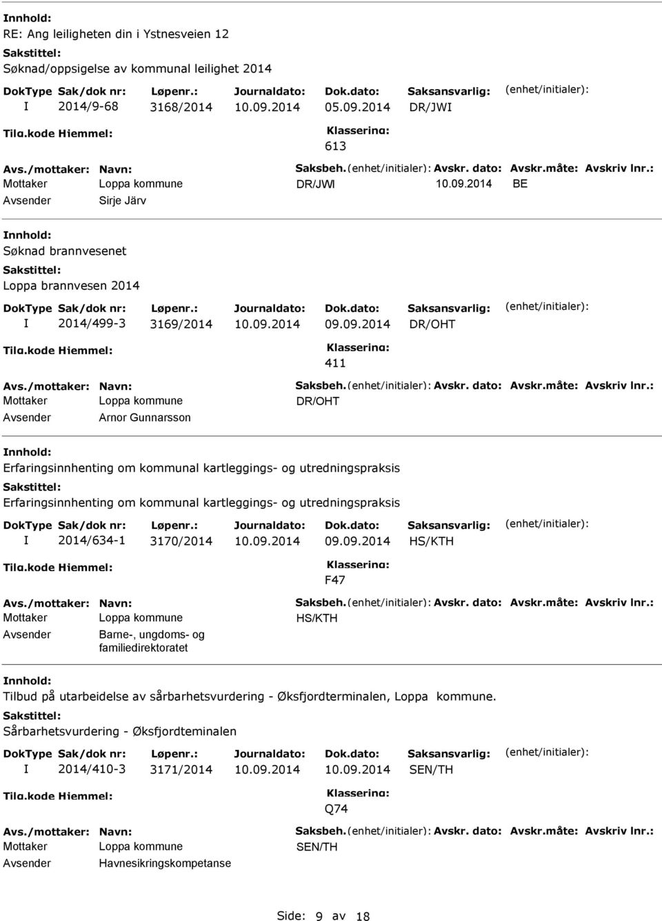 : DR/OHT Arnor Gunnarsson Erfaringsinnhenting om kommunal kartleggings- og utredningspraksis Erfaringsinnhenting om kommunal kartleggings- og utredningspraksis 2014/634-1 3170/2014 HS/KTH F47 Avs.