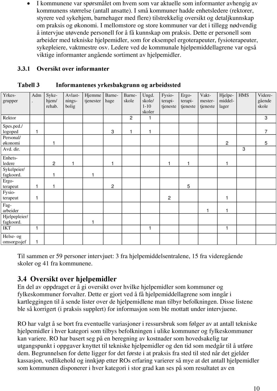 I mellomstore og store kommuner var det i tillegg nødvendig å intervjue utøvende personell for å få kunnskap om praksis.