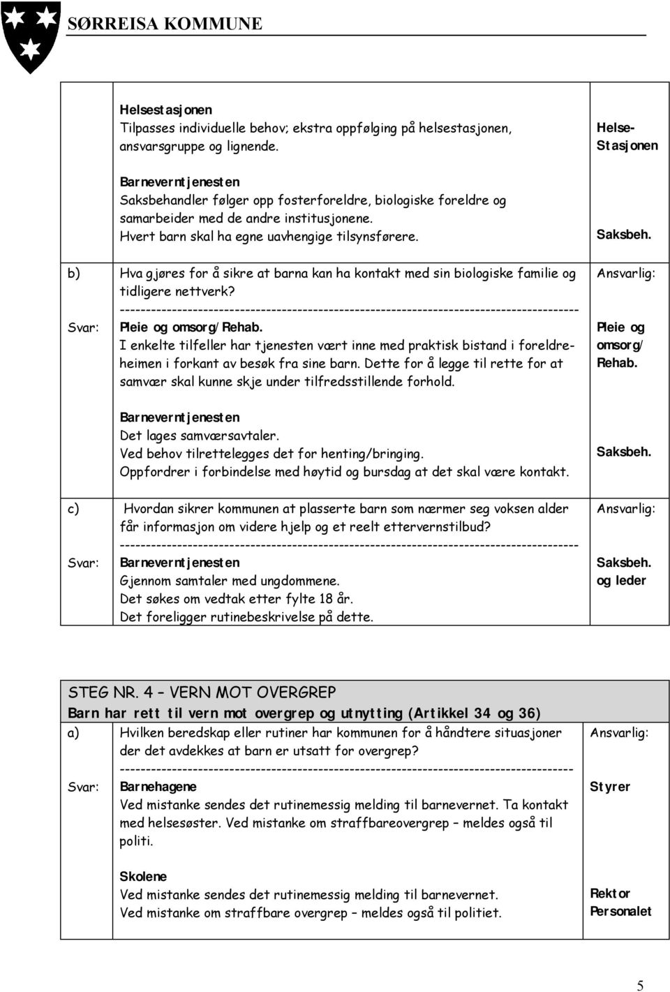 b) Hva gjøres for å sikre at barna kan ha kontakt med sin biologiske familie og tidligere nettverk?