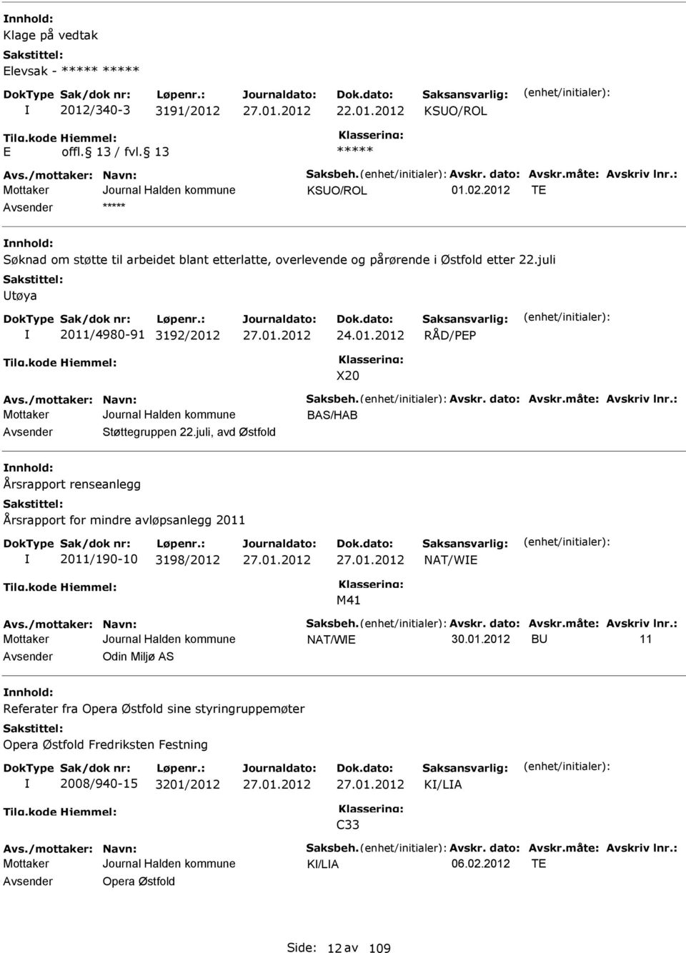 vskr. dato: vskr.måte: vskriv lnr.: BS/HB vsender Støttegruppen 22.juli, avd Østfold nnhold: Årsrapport renseanlegg Årsrapport for mindre avløpsanlegg 2011 2011/190-10 3198/2012 NT/WE M41 vs.