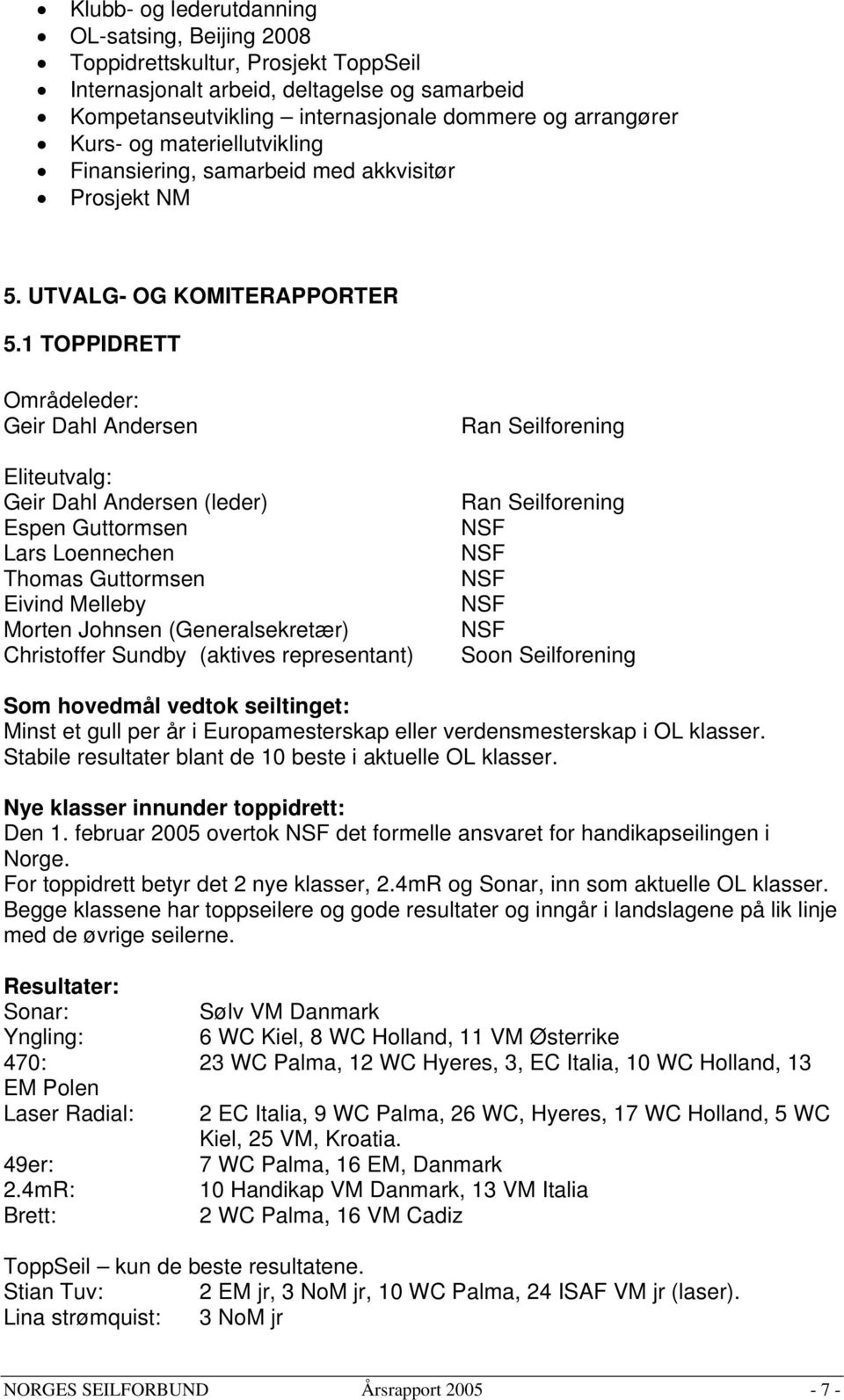 1 TOPPIDRETT Områdeleder: Geir Dahl Andersen Eliteutvalg: Geir Dahl Andersen (leder) Espen Guttormsen Lars Loennechen Thomas Guttormsen Eivind Melleby Morten Johnsen (Generalsekretær) Christoffer