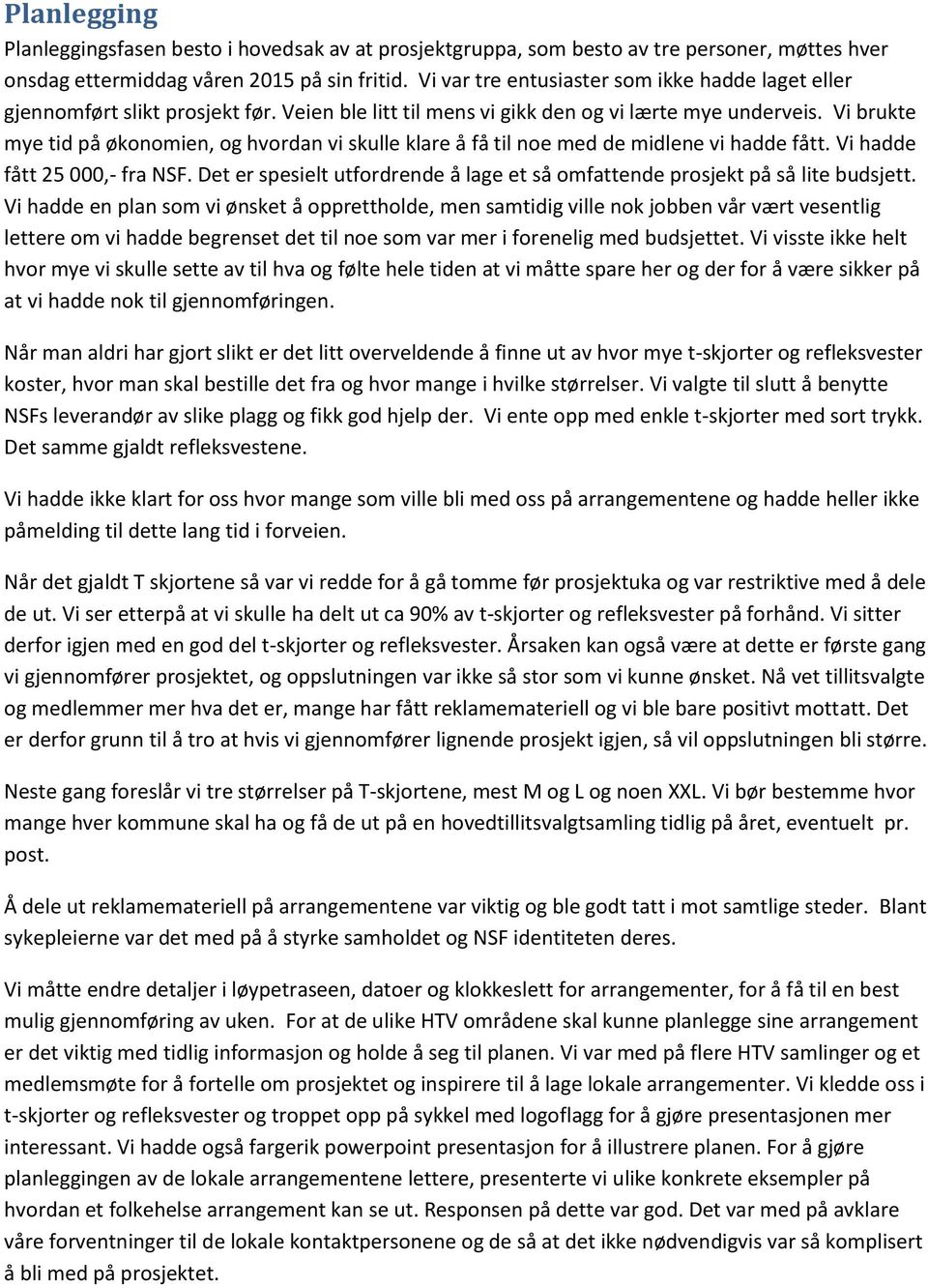 Vi brukte mye tid på økonomien, og hvordan vi skulle klare å få til noe med de midlene vi hadde fått. Vi hadde fått 25 000,- fra NSF.