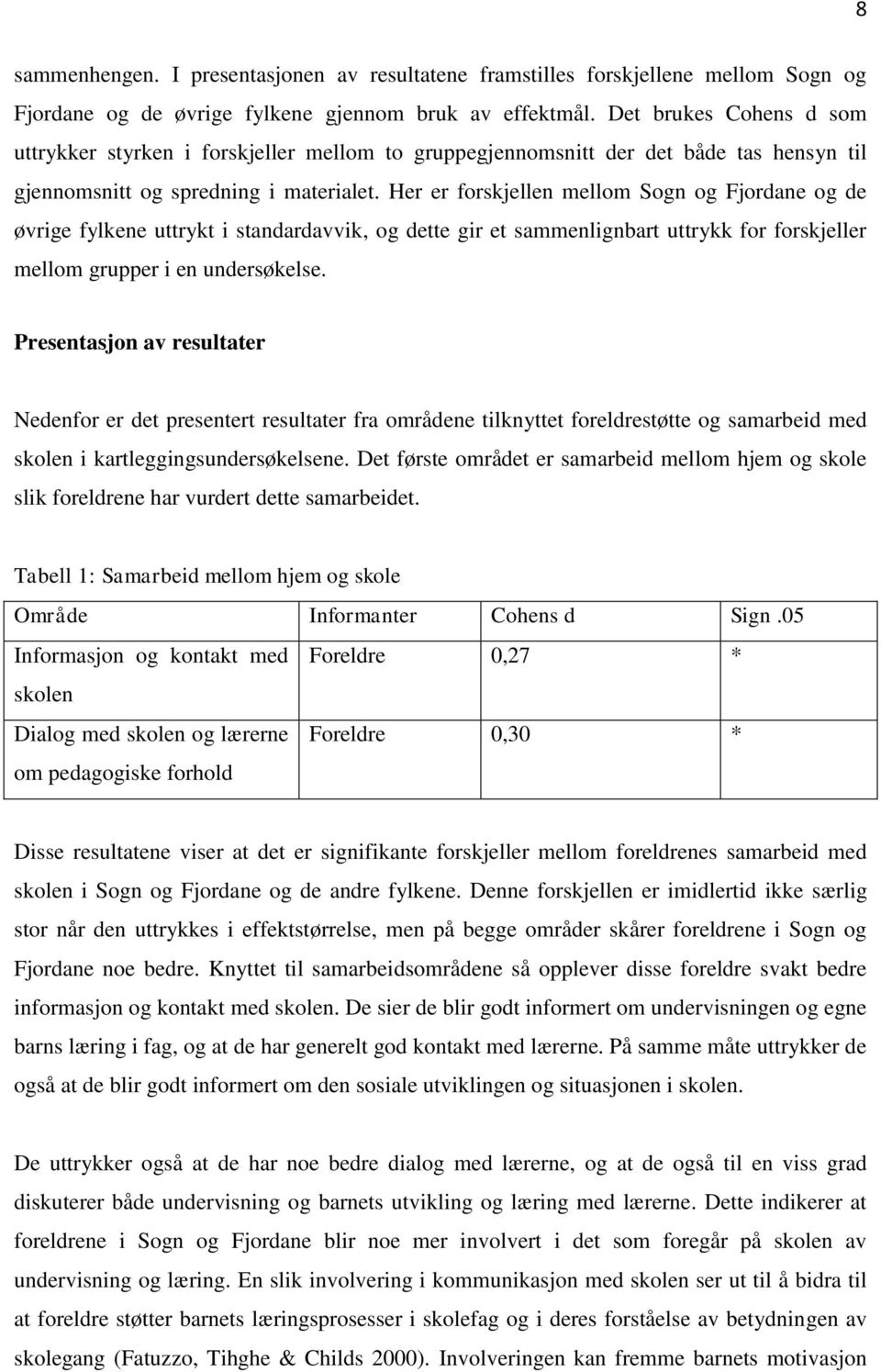 Her er forskjellen mellom Sogn og Fjordane og de øvrige fylkene uttrykt i standardavvik, og dette gir et sammenlignbart uttrykk for forskjeller mellom grupper i en undersøkelse.