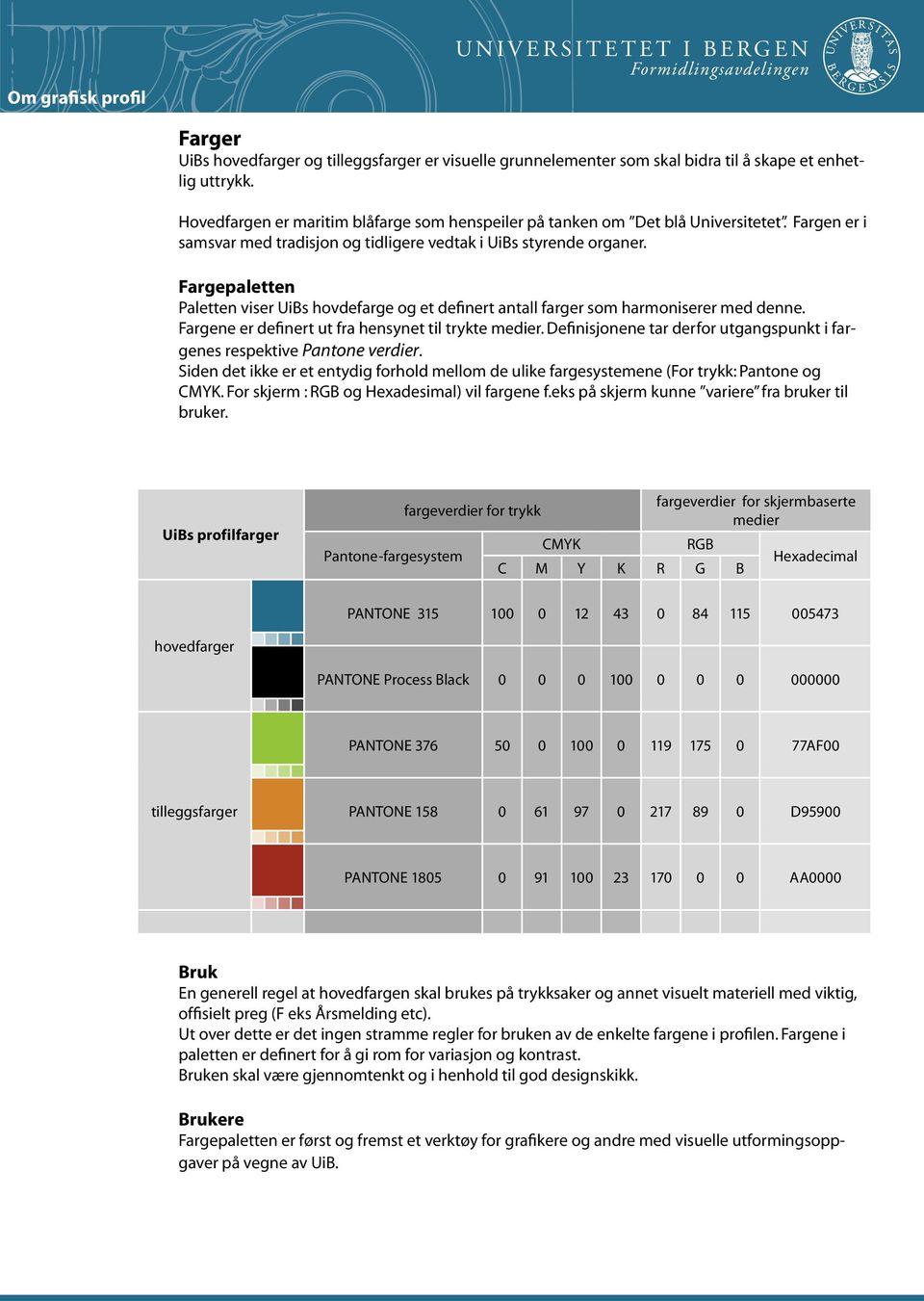 Fargene er definert ut fra hensynet til trykte medier. Definisjonene tar derfor utgangspunkt i fargenes respektive Pantone verdier.