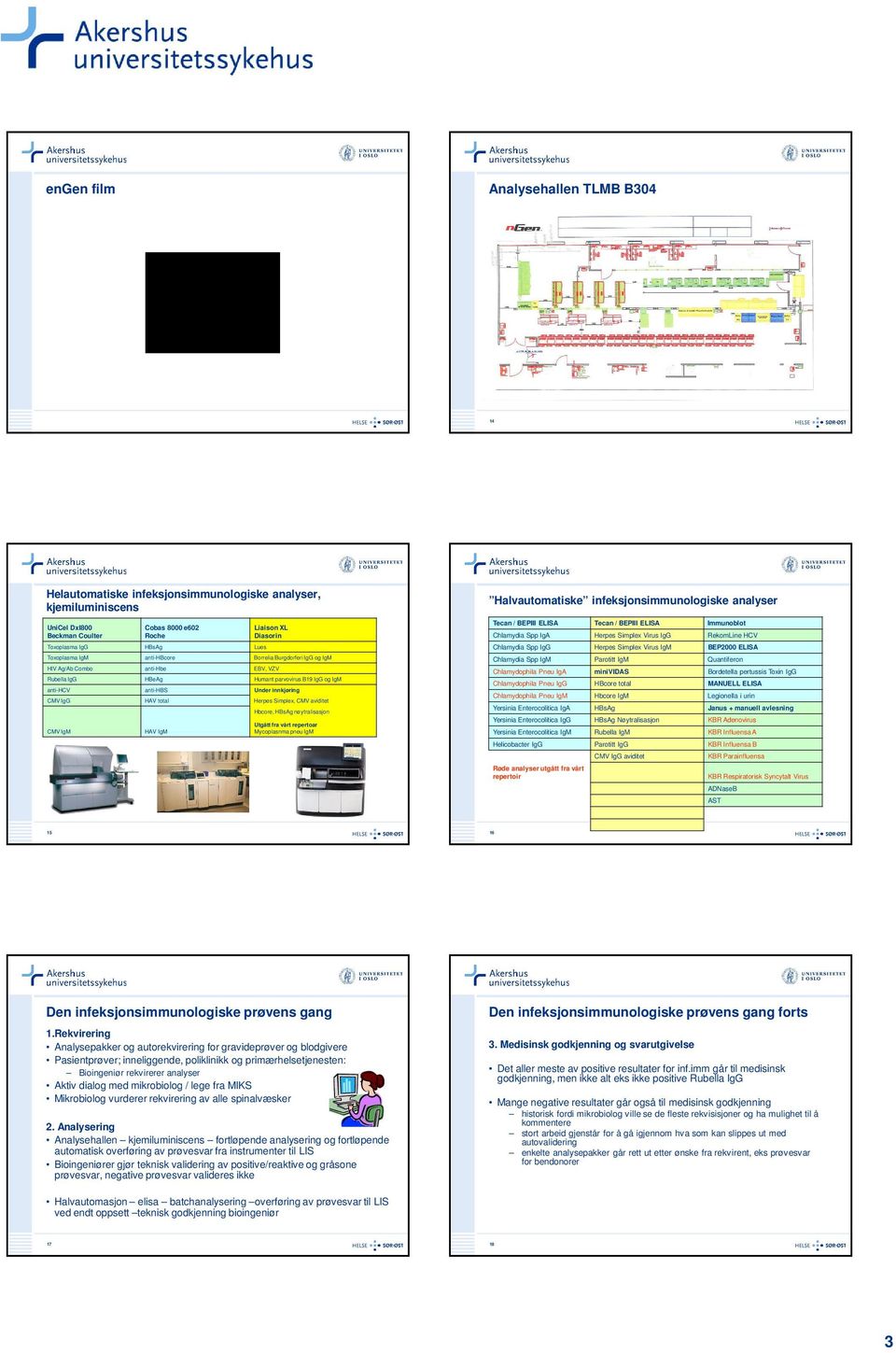 total Herpes Simplex, CMV aviditet CMV IgM HAV IgM Hbcore, HBsAg nøytralisasjon Utgått fra vårt repertoar Mycoplasnma pneu IgM Halvautomatiske infeksjonsimmunologiske analyser Tecan / BEPIII ELISA