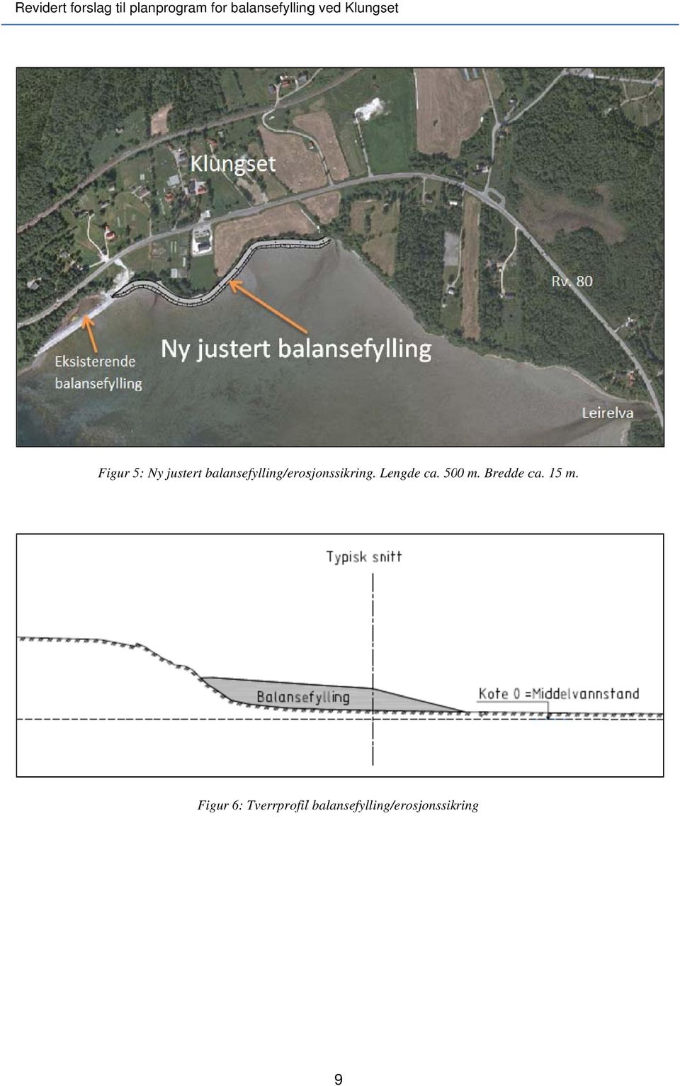 balansefylling/erosjonssikring. Lengde ca. 500 m.