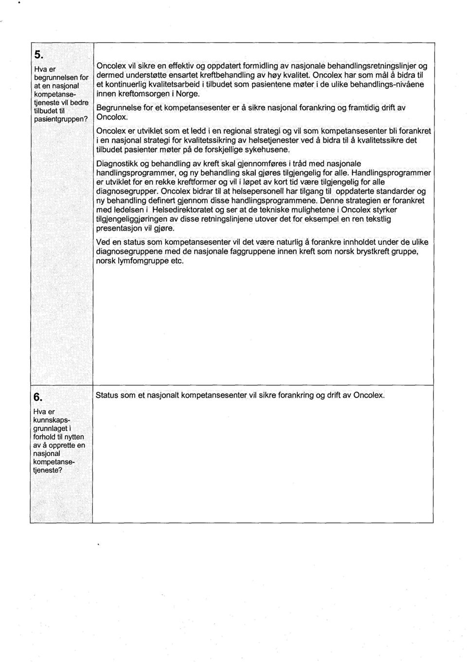 Oncolex har som mål å bidra til et kontinuerlig kvalitetsarbeid i tilbudet som pasientene møter i de ulike behandlings-nivåene innen kreftomsorgen i Norge.