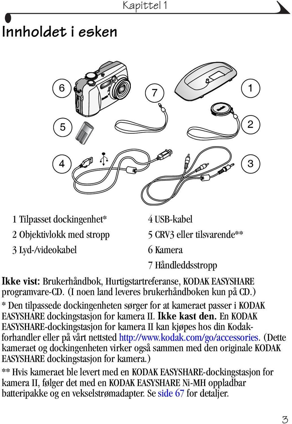 ) * Den tilpassede dockingenheten sørger for at kameraet passer i KODAK EASYSHARE dockingstasjon for kamera II.