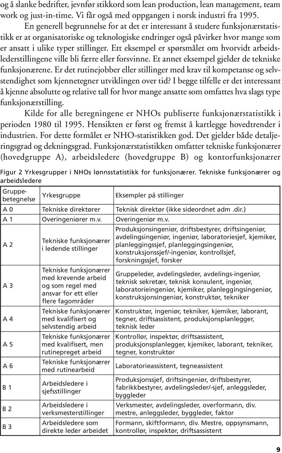 Ett eksempel er spørsmålet om hvorvidt arbeidslederstillingene ville bli færre eller forsvinne. Et annet eksempel gjelder de tekniske funksjonærene.