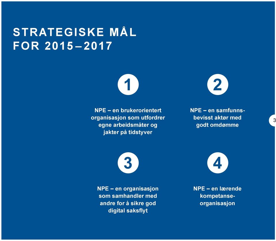 samfunnsbevisst aktør med godt omdømme 3 3 4 NPE en organisasjon som