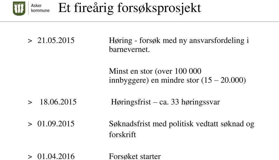 Minst en stor (over 100 000 innbyggere) en mindre stor (15 20.000) > 18.06.