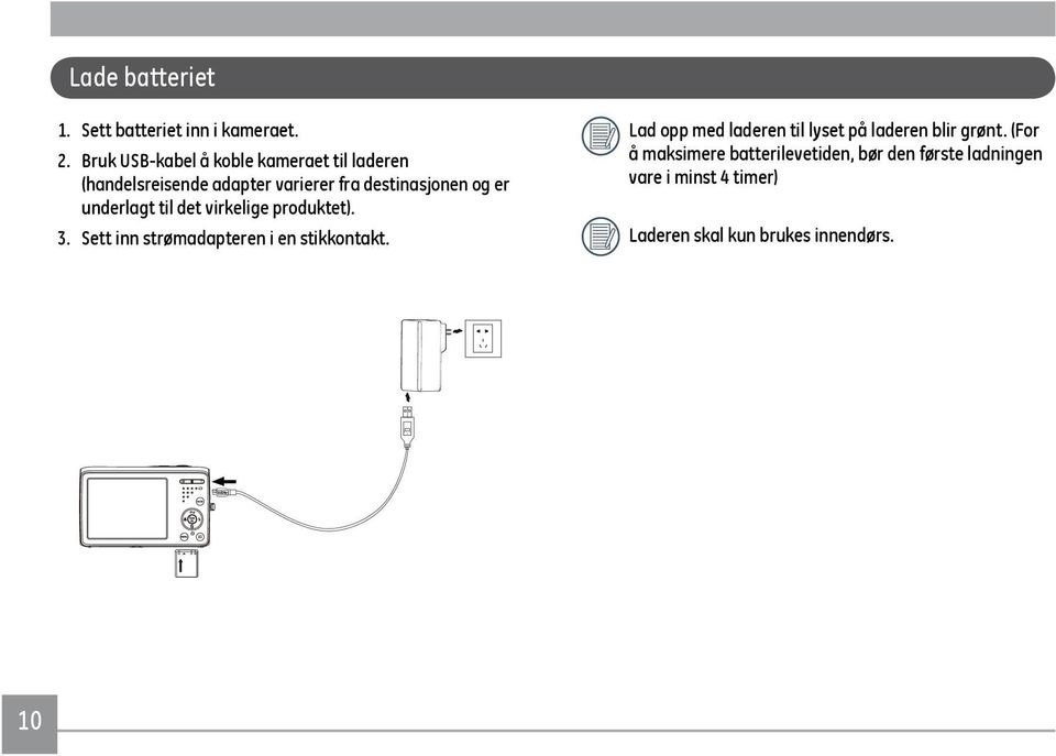 underlagt til det virkelige produktet). 3. Sett inn strømadapteren i en stikkontakt.