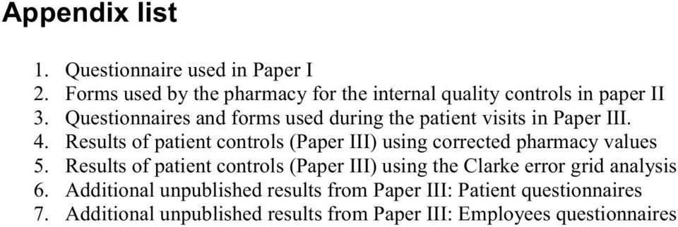 Results of patient controls (Paper III) using corrected pharmacy values 5.