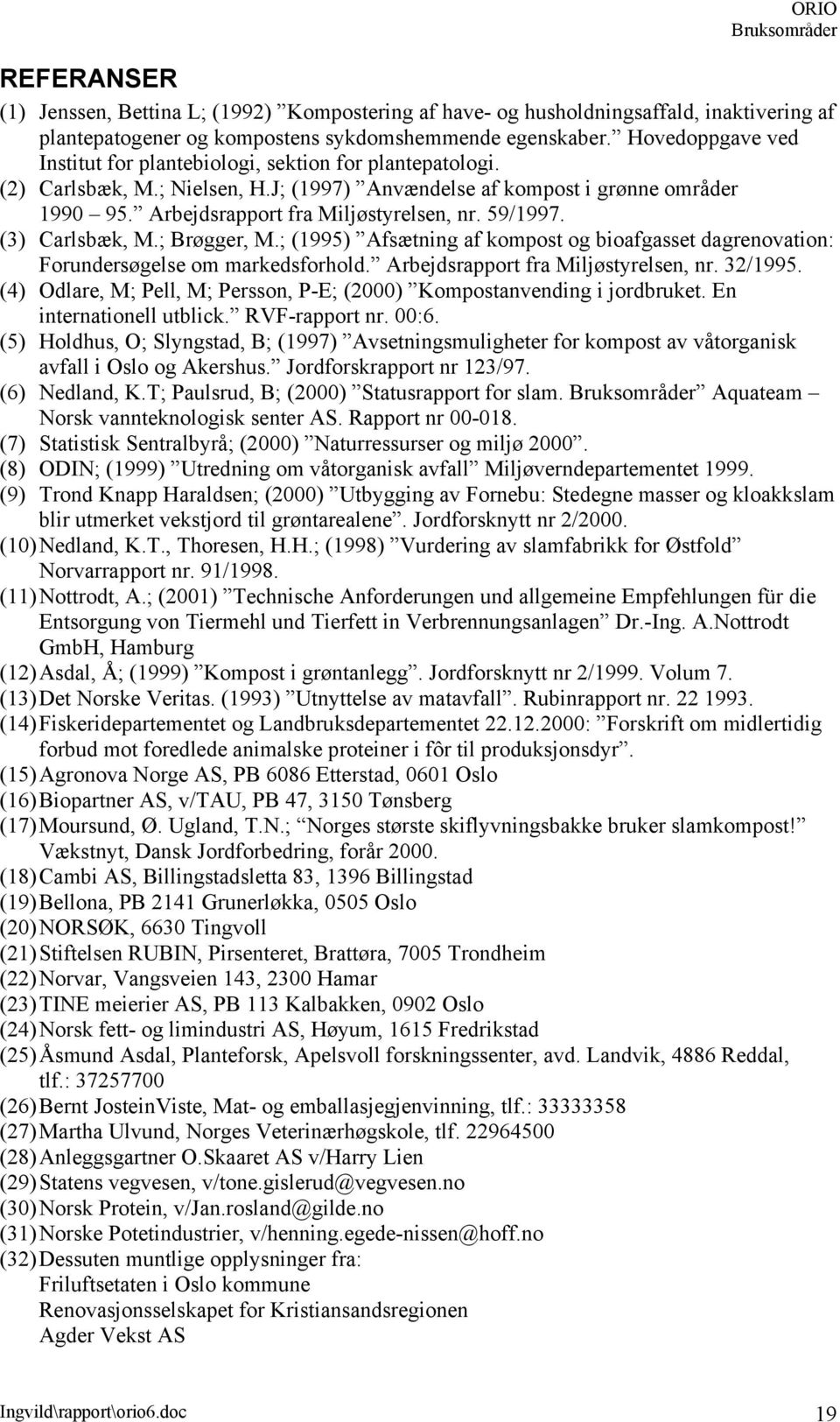 59/1997. (3) Carlsbæk, M.; Brøgger, M.; (1995) Afsætning af kompost og bioafgasset dagrenovation: Forundersøgelse om markedsforhold. Arbejdsrapport fra Miljøstyrelsen, nr. 32/1995.